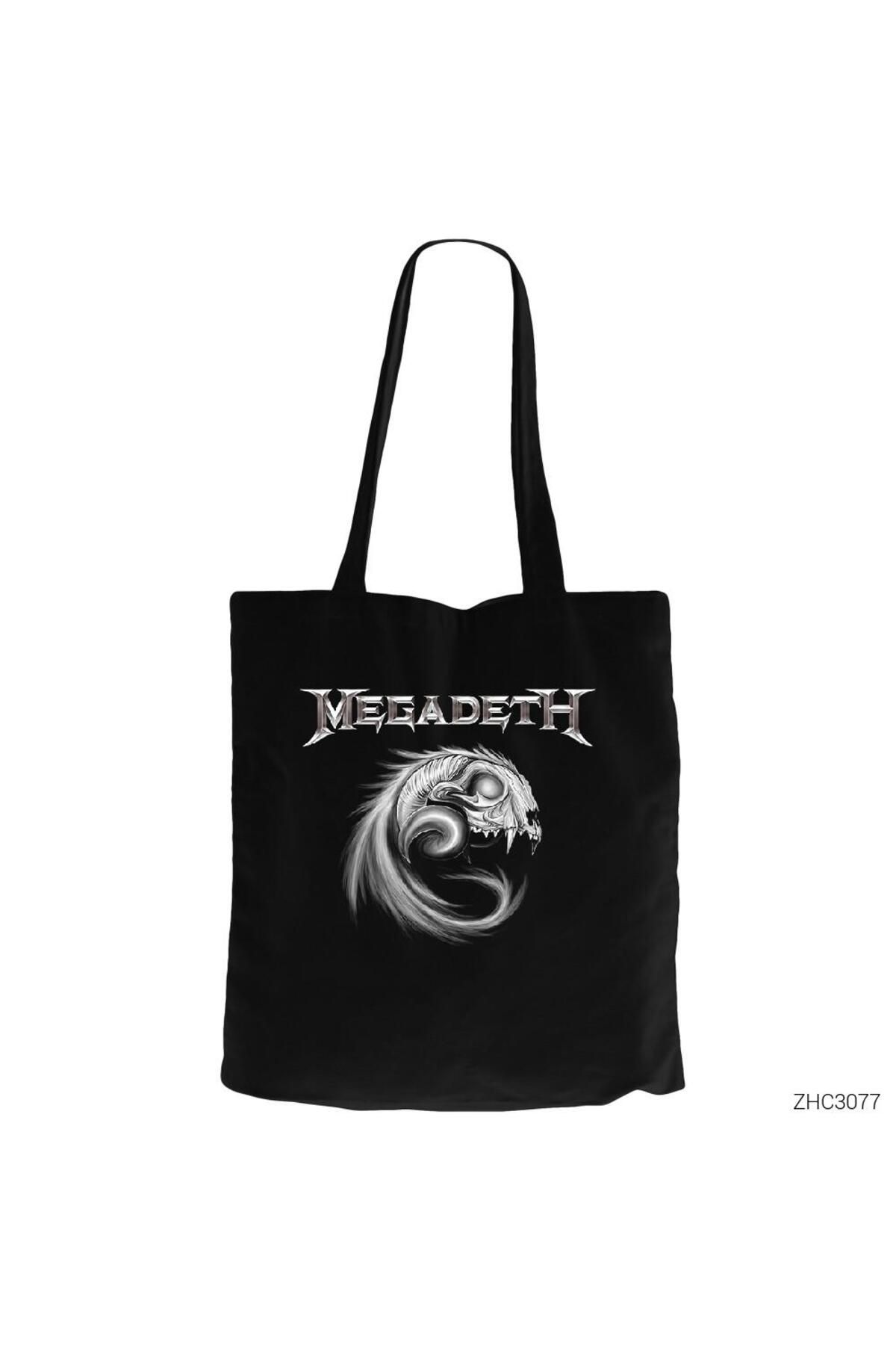 Z zepplin Megadeth Youthanasia Siyah Fermuarlı Bez Çanta Gabardin