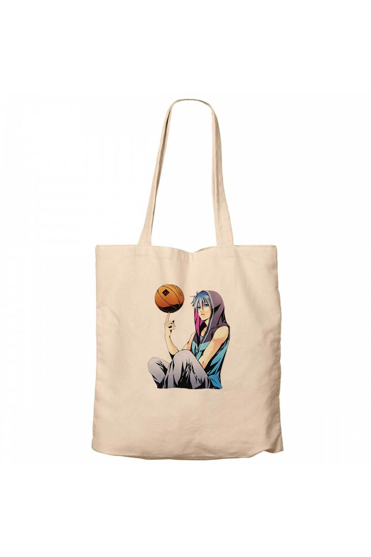 Z zepplin Basketball Blue Player Anime Krem Fermuarlı Bez Çanta Gabardin