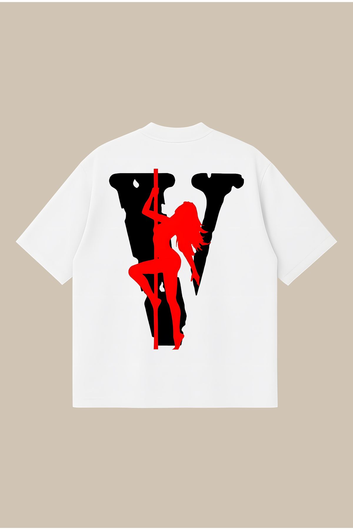 PURE POWER Vlone Siyah Kırmızı Boxy Fit Oversize Unisex Tshirt – Baskılı Tişört | Streetwear