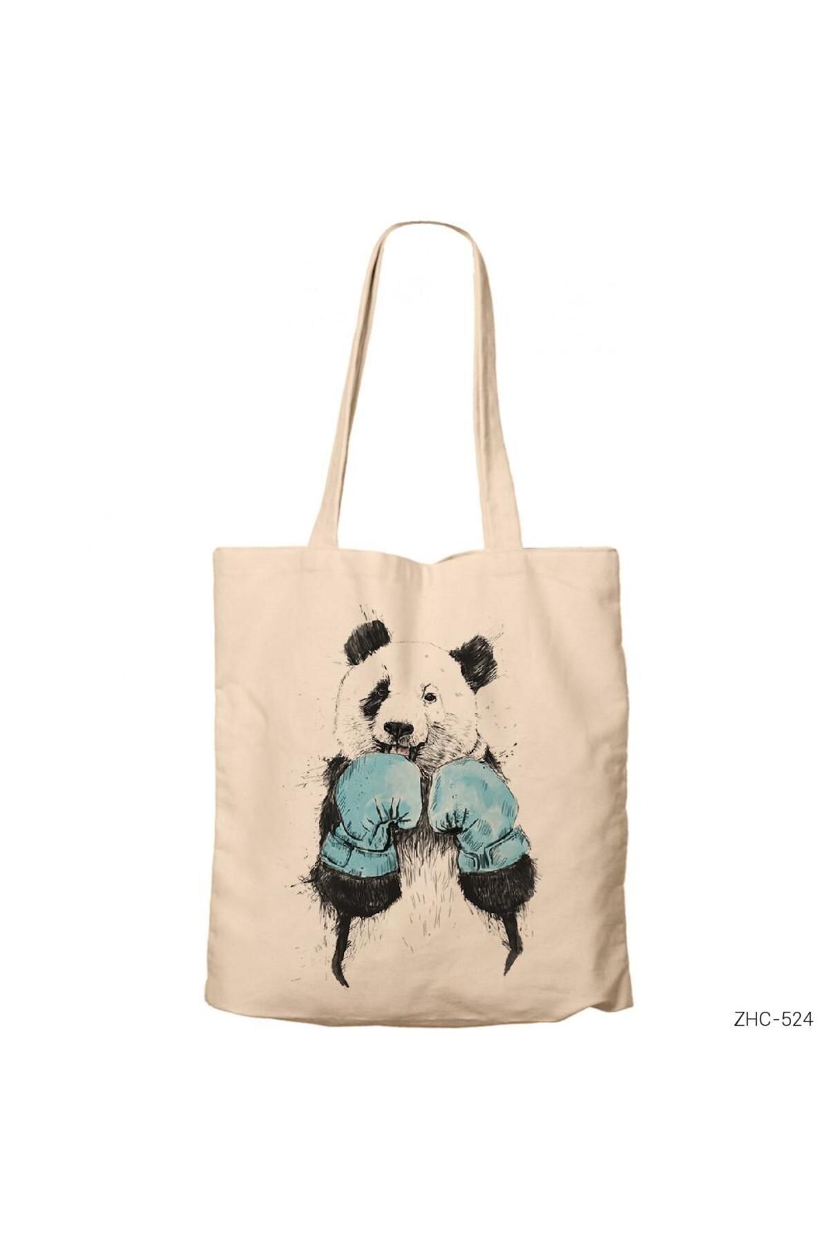 Z zepplin Panda Boxer Krem Fermuarlı Bez Çanta Gabardin