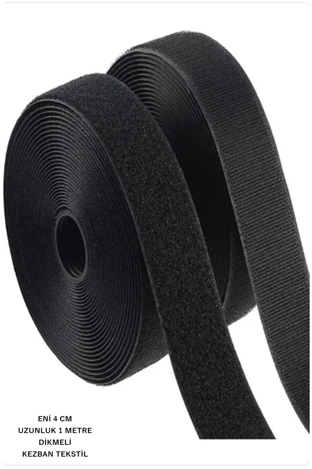 Kezban Tekstil SİYAH Dikmeli Kaliteli Cırt Bant,çift Taraflı Cırt En 4cm X Boy 1 mt.