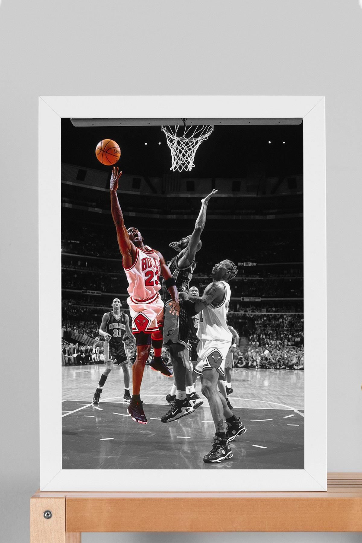 Saturn Michael Jordan Çerçeveli Tablo - Basketbol NBA Posteri Tablo