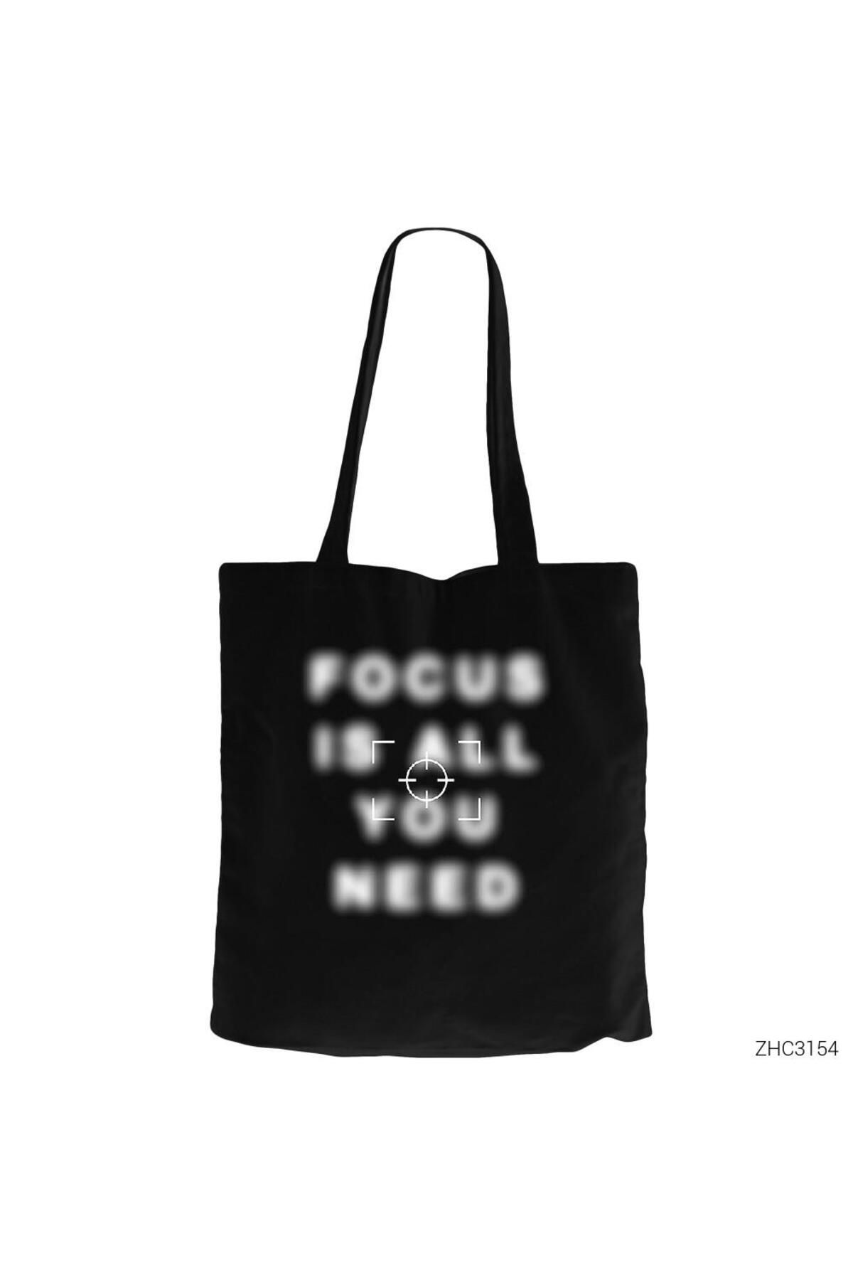 Z zepplin Focus Siyah Fermuarlı Bez Çanta Gabardin