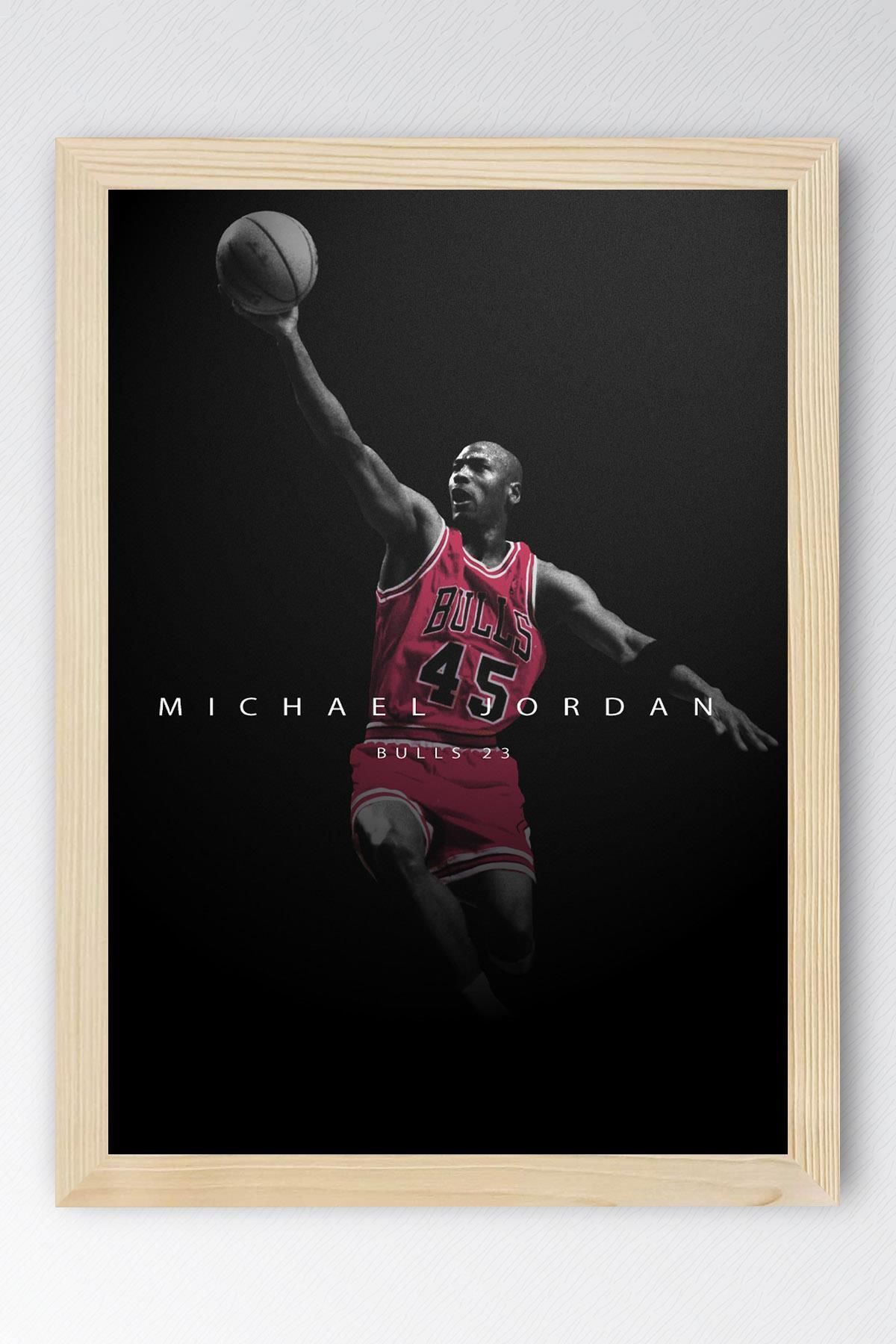 Saturn Michael Jordan Çerçeveli Tablo - Chicago Bulls NBA Posteri Tablo