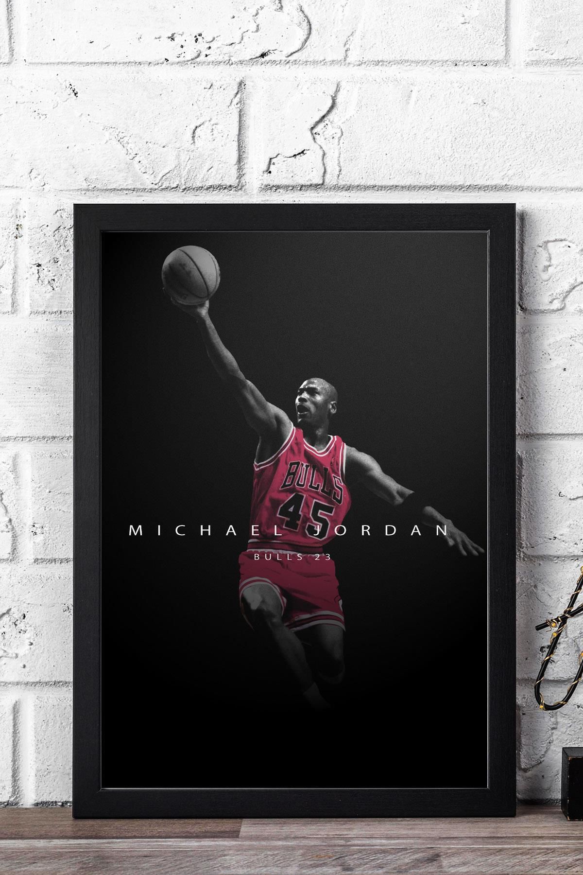 Saturn Michael Jordan Çerçeveli Tablo - Chicago Bulls NBA Posteri Tablo