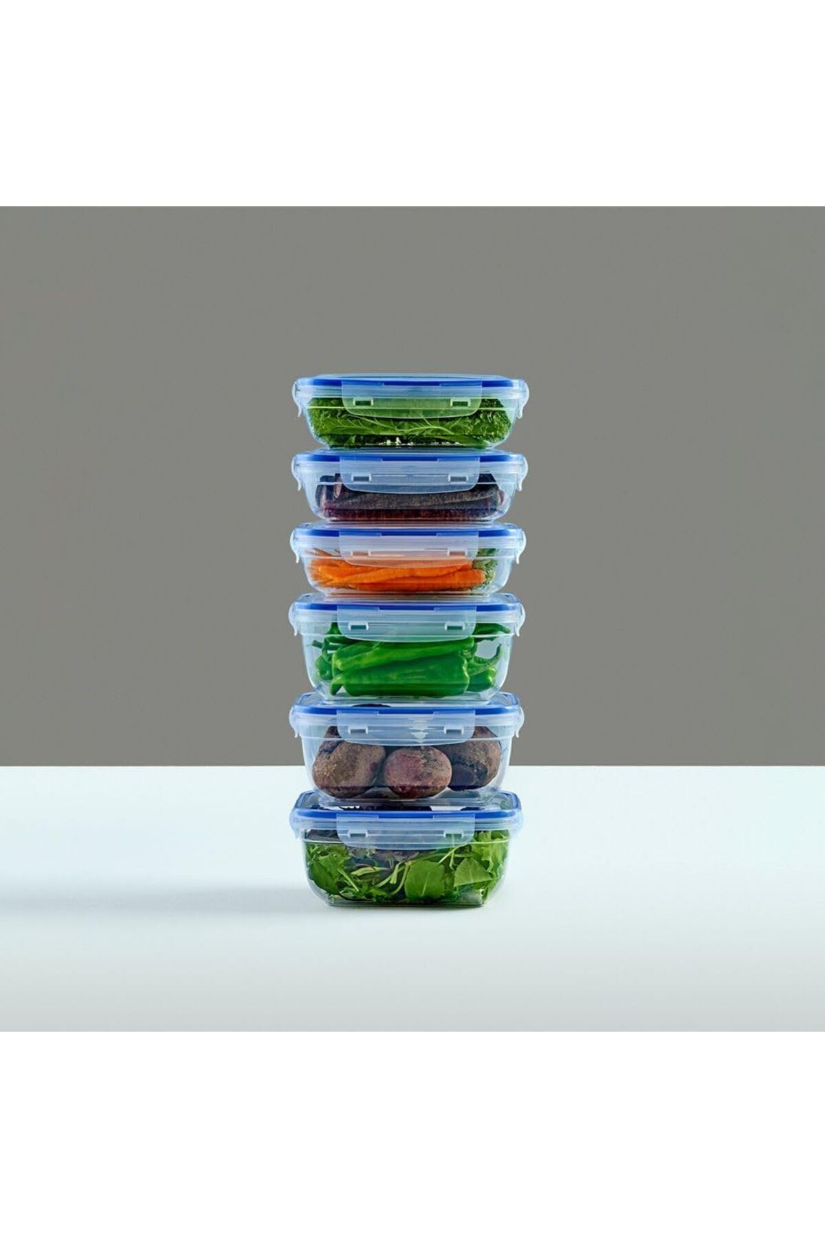 Mena Rise TuonShop Home Sızdırmaz Kapaklı 6'lı Saklama Kabı Seti, Contalı PP Plastik, Çeşitli Boyutlar