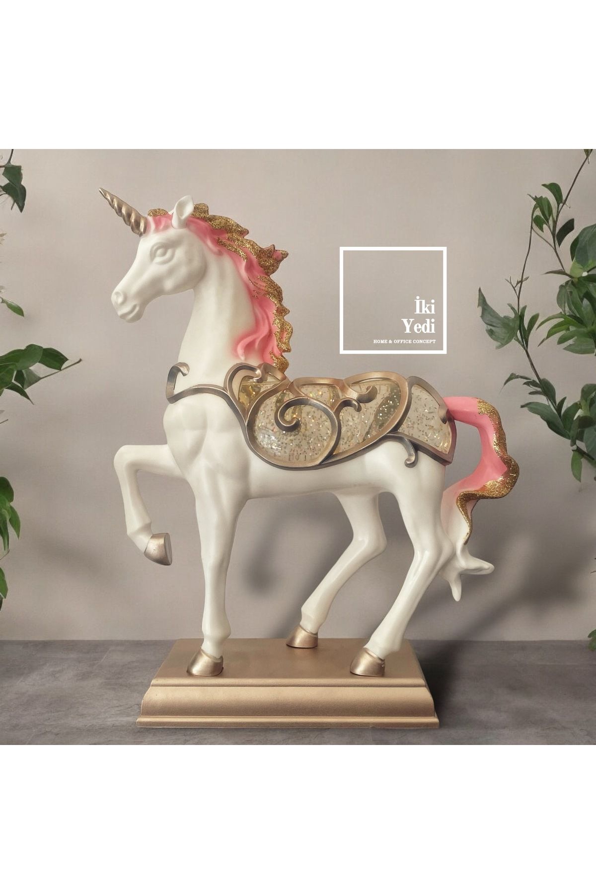 77 Unicorn Boynuzlu At Figür Pilli Işıklı Kar Küresi Dekoratif Hediyelik Eşyalar Ev Ofis Hediyeler