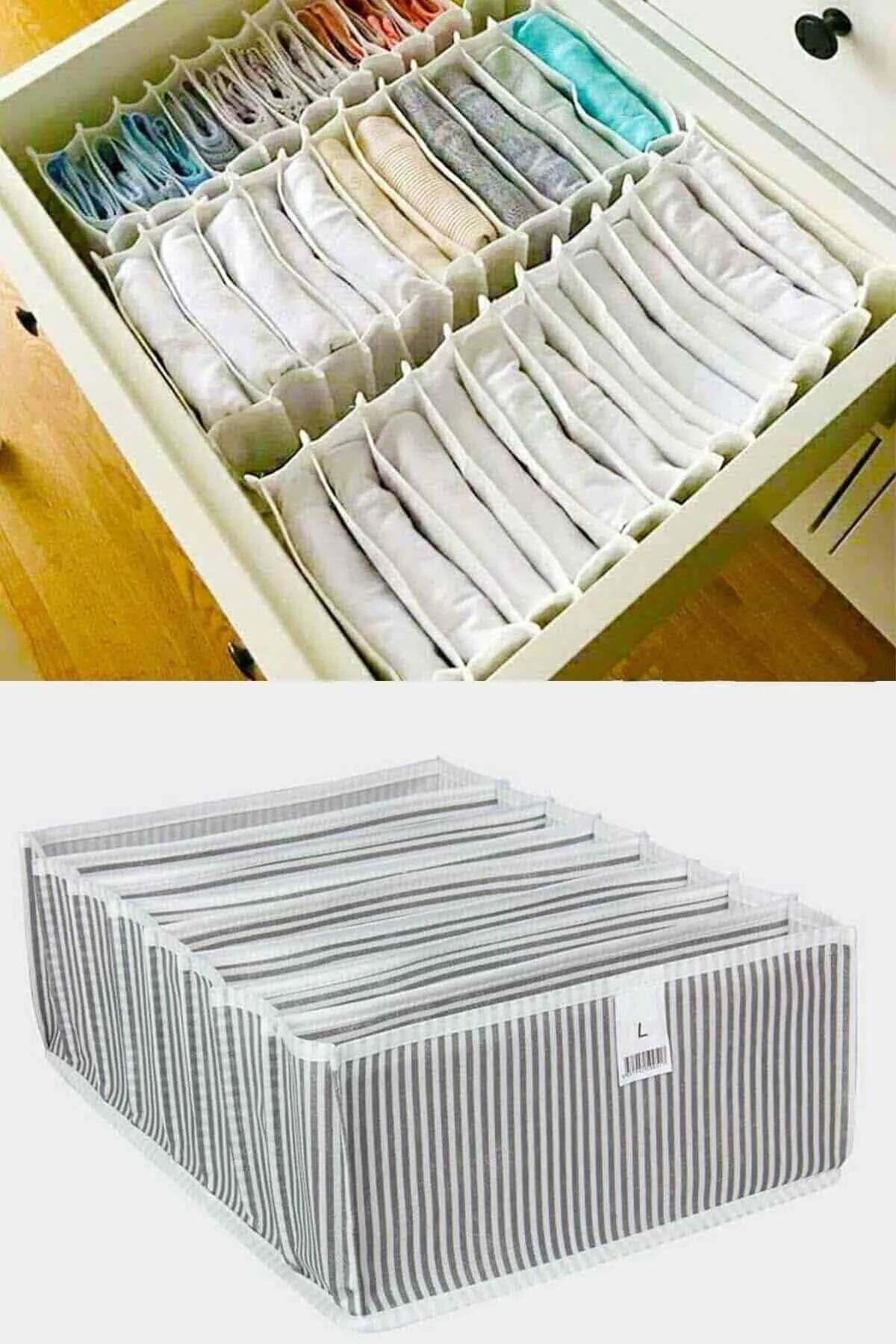 swilex Akordiyon Çekmece DüzenleyiOrganizer 8 Gözlü Beden Çorap Çamaşır Havlu Düzenleyici