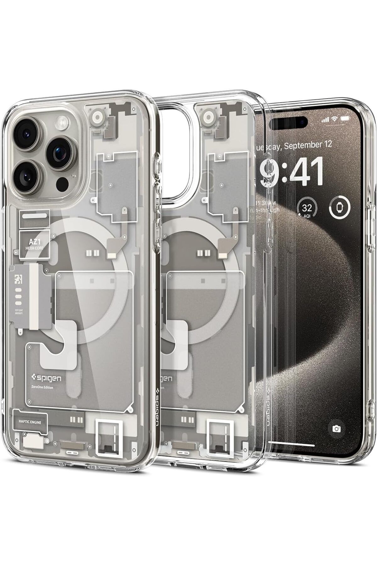Mena Rise TuonShop iPhone 15 Pro Max Kılıf Ultra Hybrid Zero One MagFit MagSafe özellikli Natural Titanium