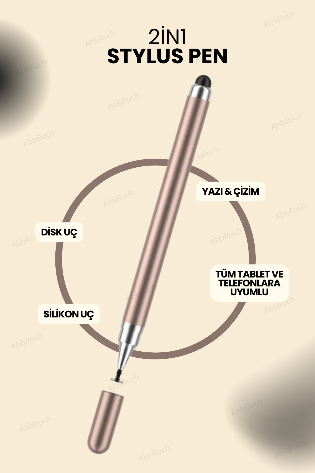 Abbruch 2in1 Dokunmatik Stylus Disk Pen Ve Silikon Tablet Kalemi Telefon Tüm Dokunmatik Ekranlara Uyumlu