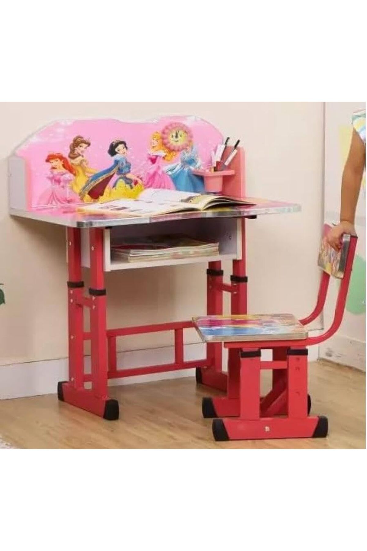 AGD-Adjustable Height Kids Study Table Set (Pink) 3