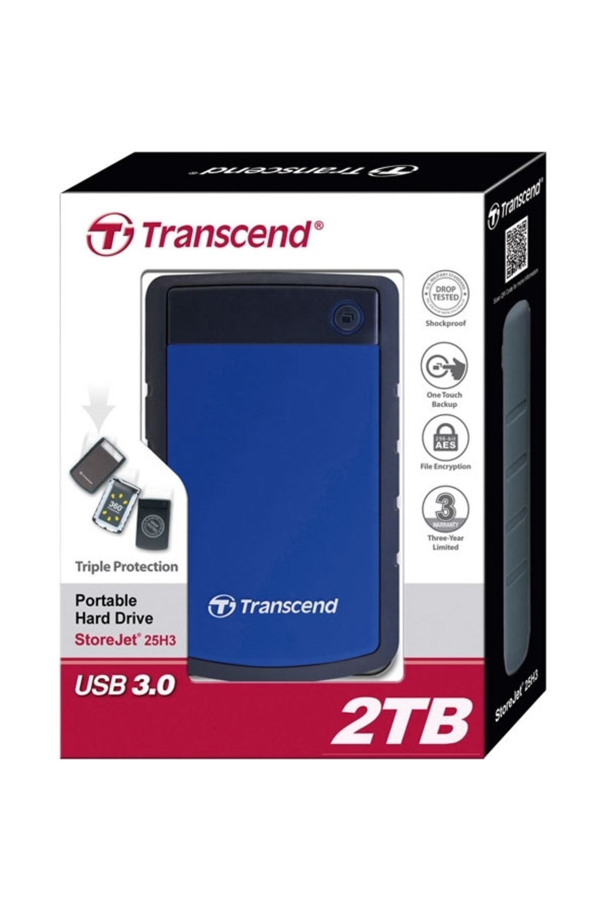 Transcend-Storejet 25M3S Rugged External Hard Drive USB 3.1 Gen 1 interface HDD 3