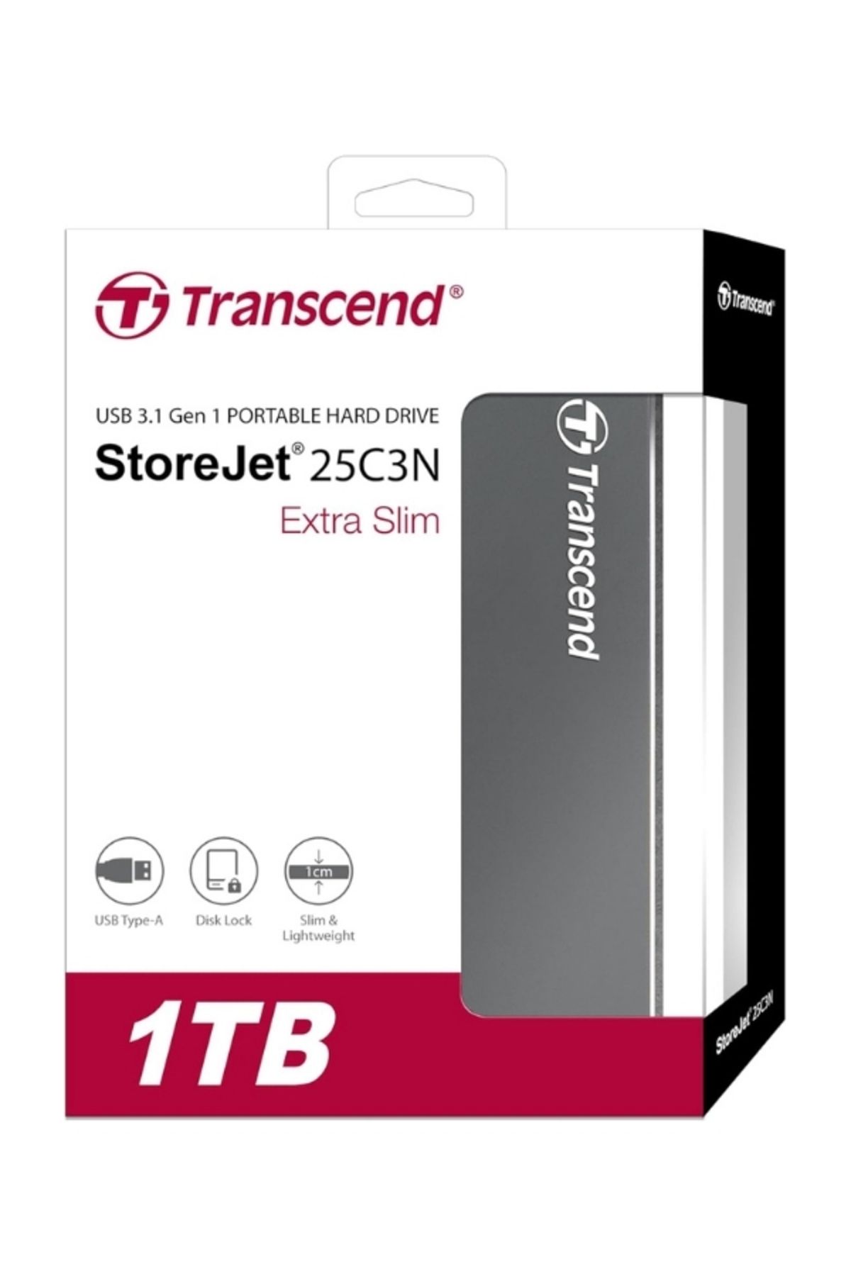 Transcend-Extra Slim StoreJet 25C3N 1TB External Portable Hard Drive | TS1TSJ25C3N | Aluminium 2
