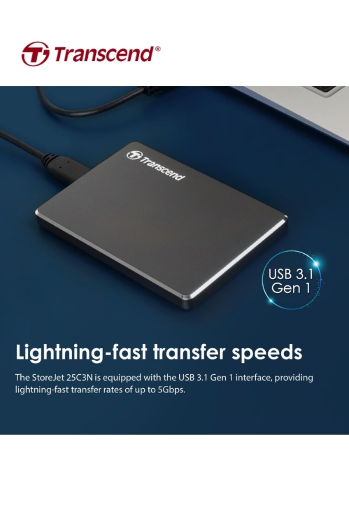 Transcend-Extra Slim StoreJet 25C3N 1TB External Portable Hard Drive | TS1TSJ25C3N | Aluminium 4