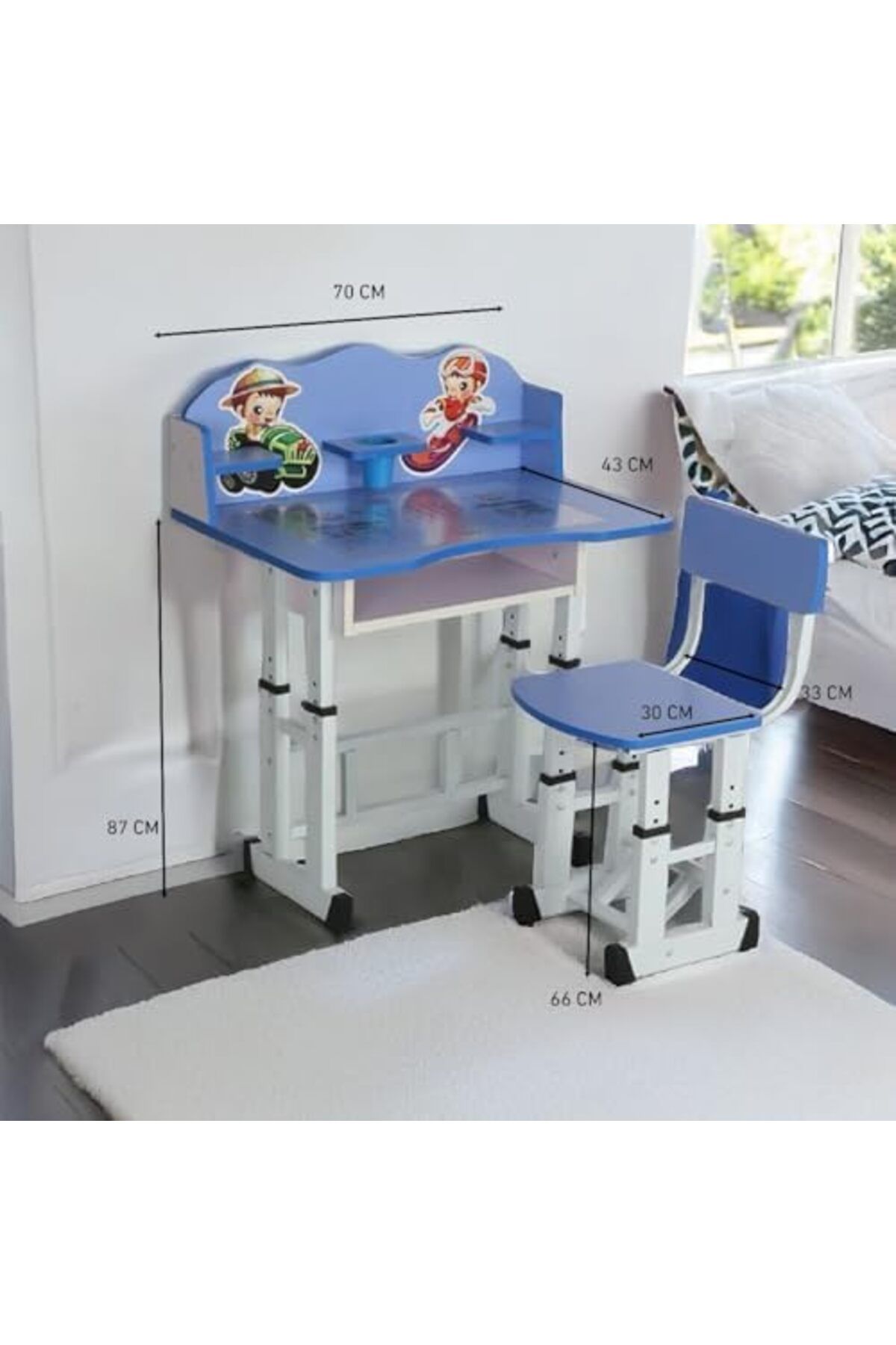 AGD-Height Adjustable Kids Learning Desk with Drawer, Study Table and Chair, Study Table for Kids Ages 3 6