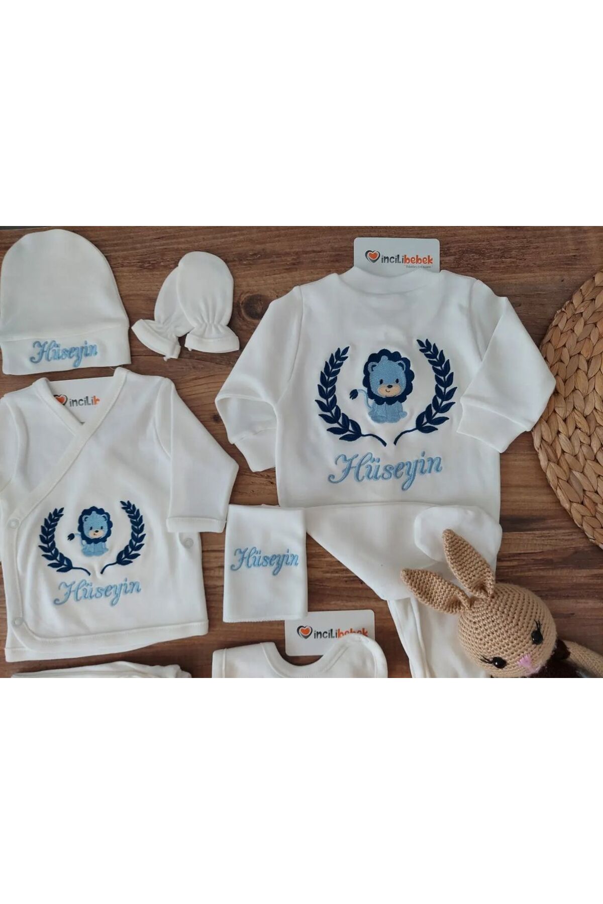 bebek_iklimi İsimli Nakış İşlemeli Erkek Hastane Çıkışı - 10 Parça Yenidoğan Seti fotoğrafı 3 (önizleme)