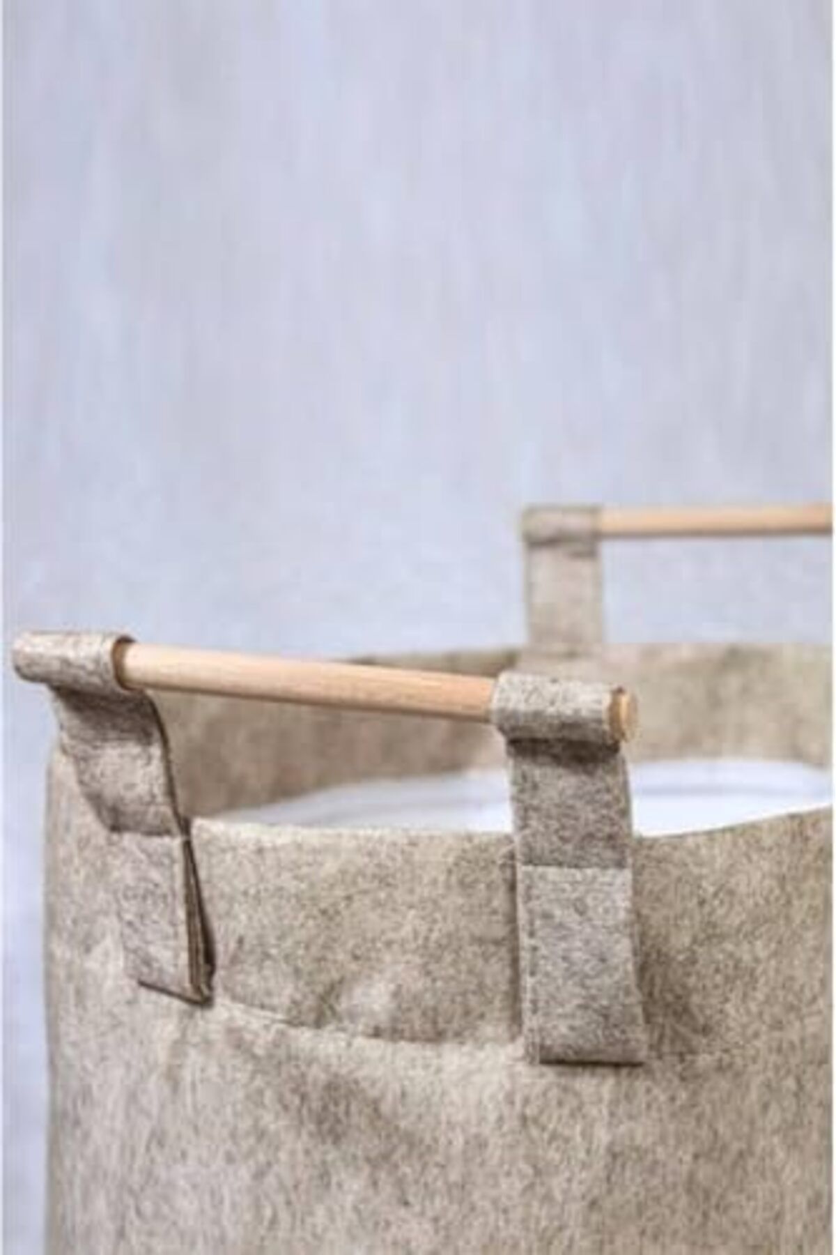 Mena Rise-Şirinshop Felt Board Handle Organizer Basket - Multi-Purpose Storage Organizer Box Maxi Brown 3