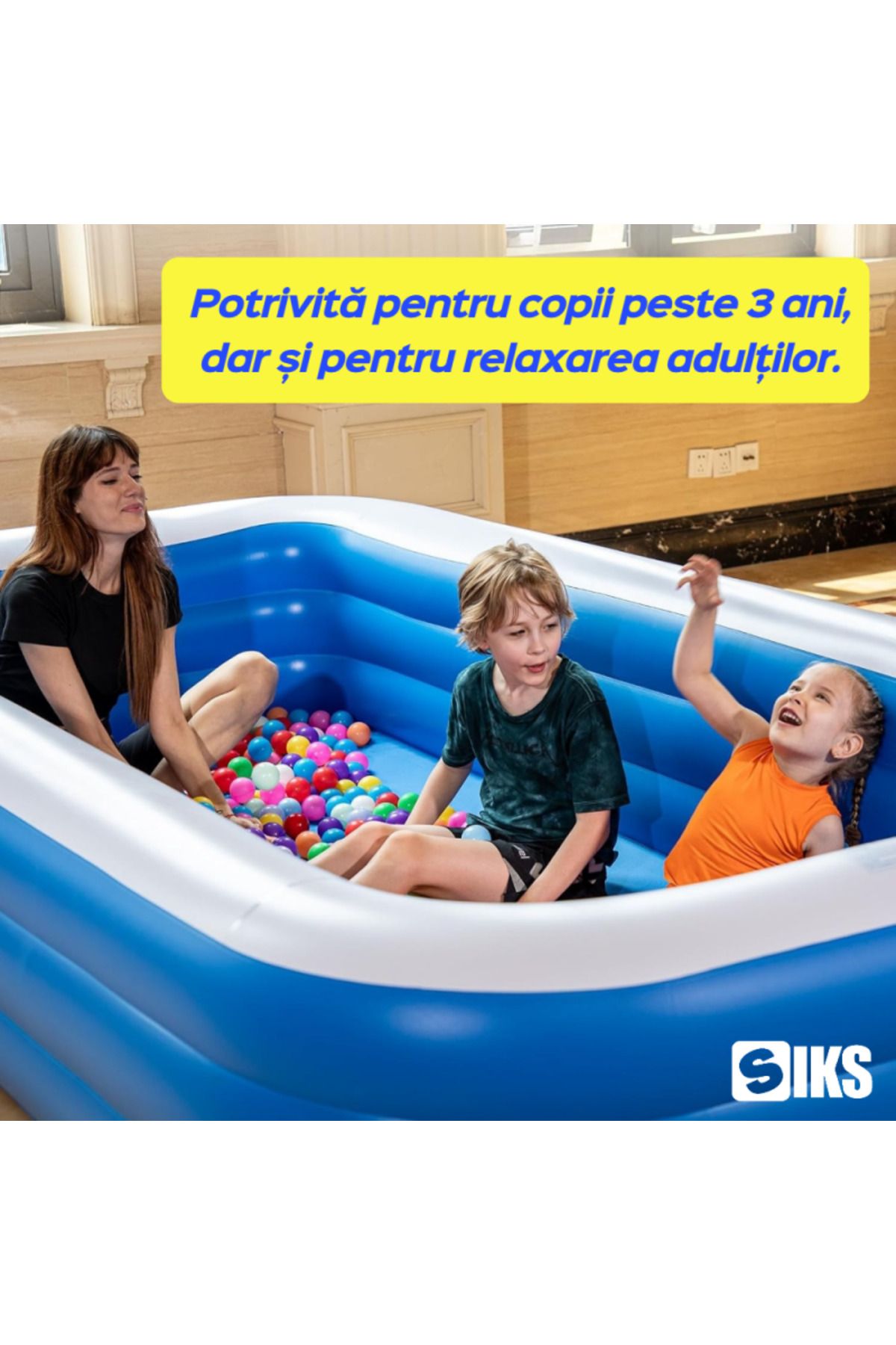 SIKS-Inflatable Pool, With Inflatable Soft Floor Base, Simple Model, Dimensions 210 X 135 X 54 Cm 3
