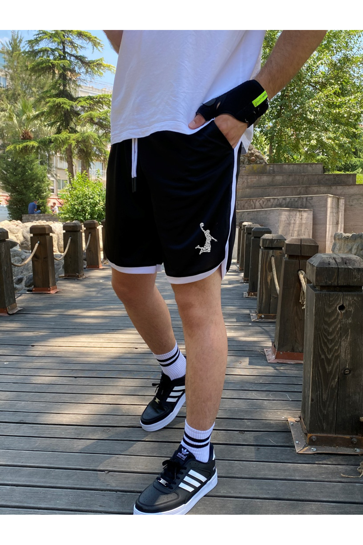 DEEPSENCE  Erkek Siyah Günlük Şort Yazlık Hızlı Kuruyan Petekli Cappa Kumaş - Görsel 6