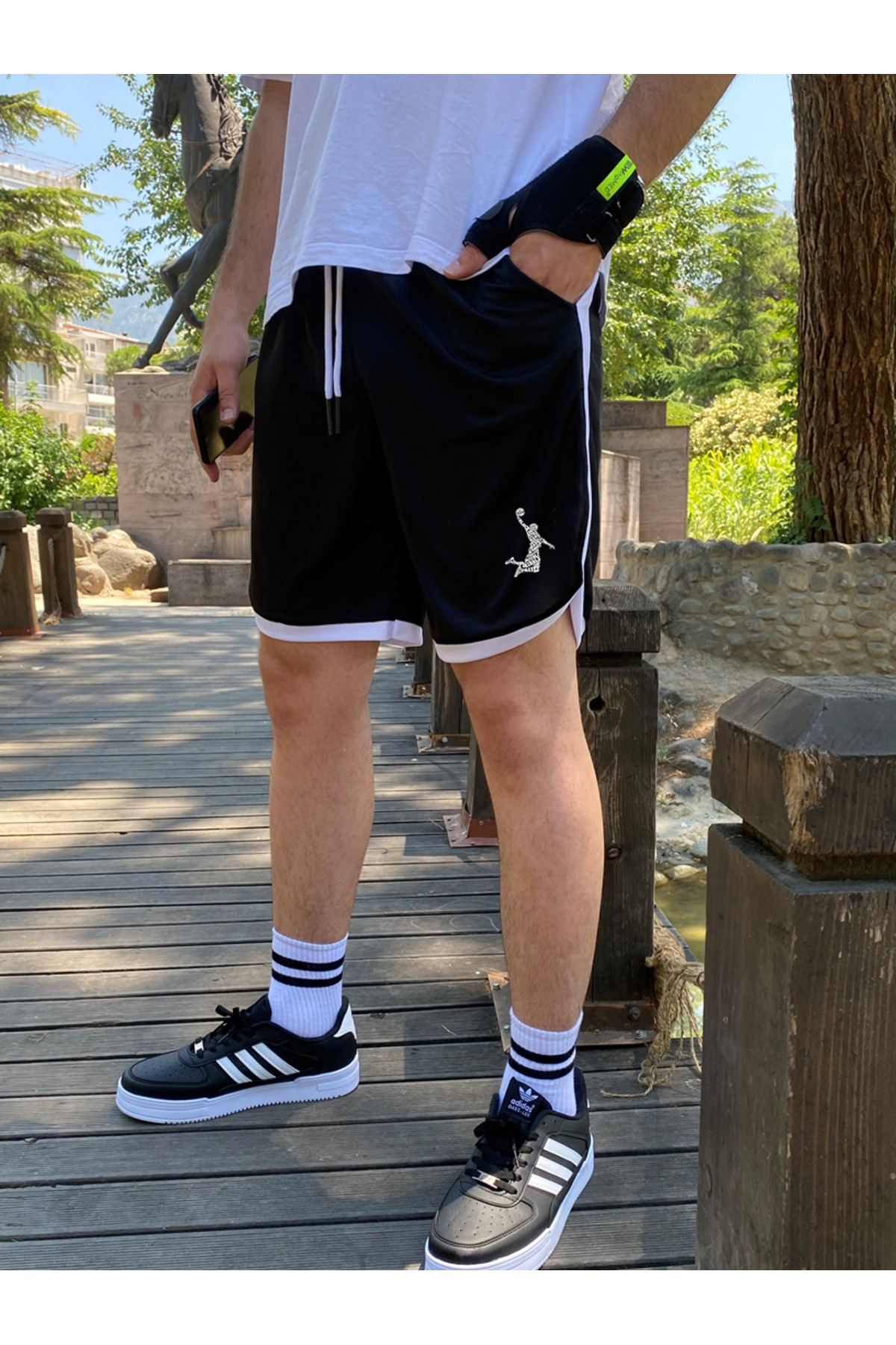 DEEPSENCE  Erkek Siyah Günlük Şort Yazlık Hızlı Kuruyan Petekli Cappa Kumaş - Görsel 3