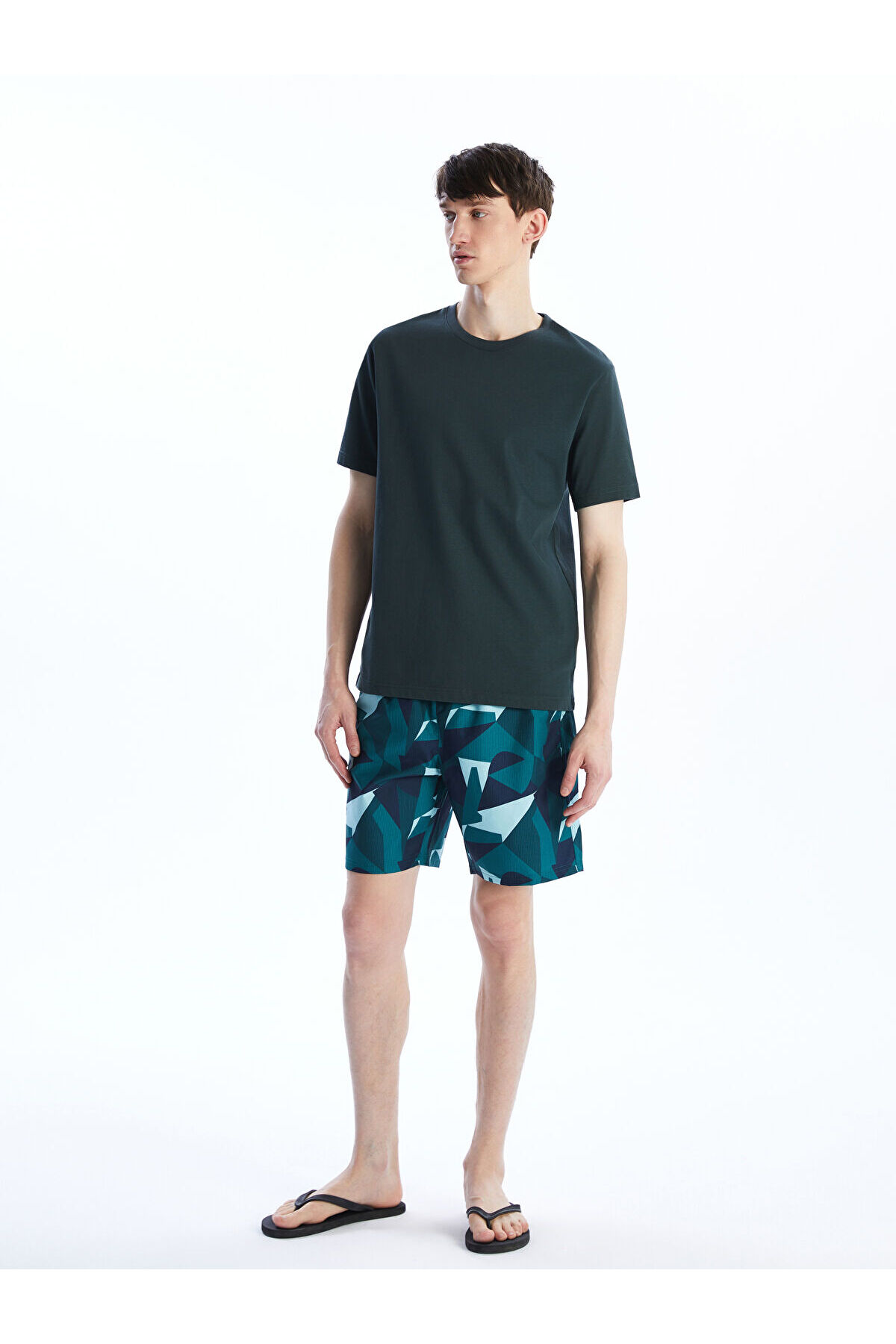 LC Waikiki Xside green knee length patterned men's swim shorts