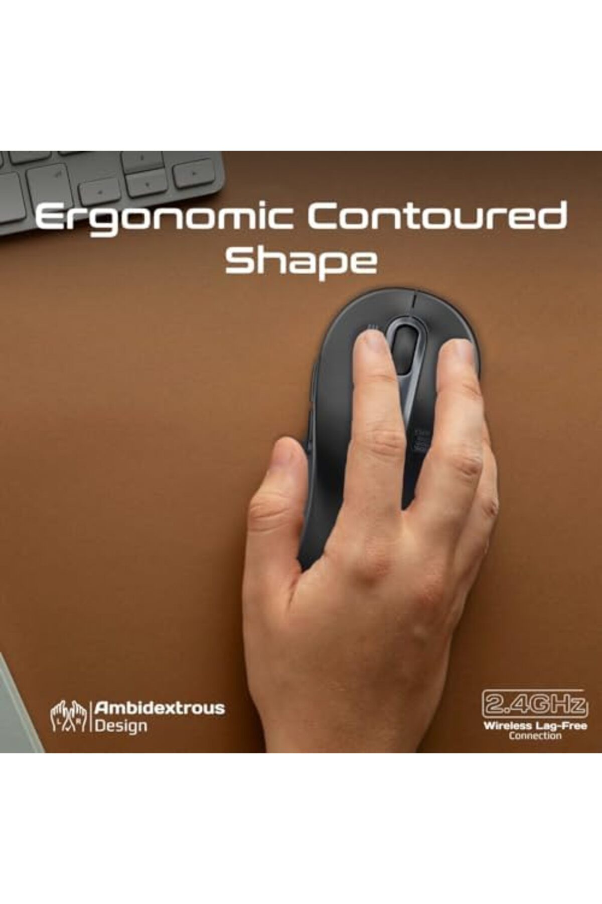Promate-Wireless Mouse, Ergonomic Ambidextrous Wireless Mice with Dual Mode Connectivity, Bluetooth 3