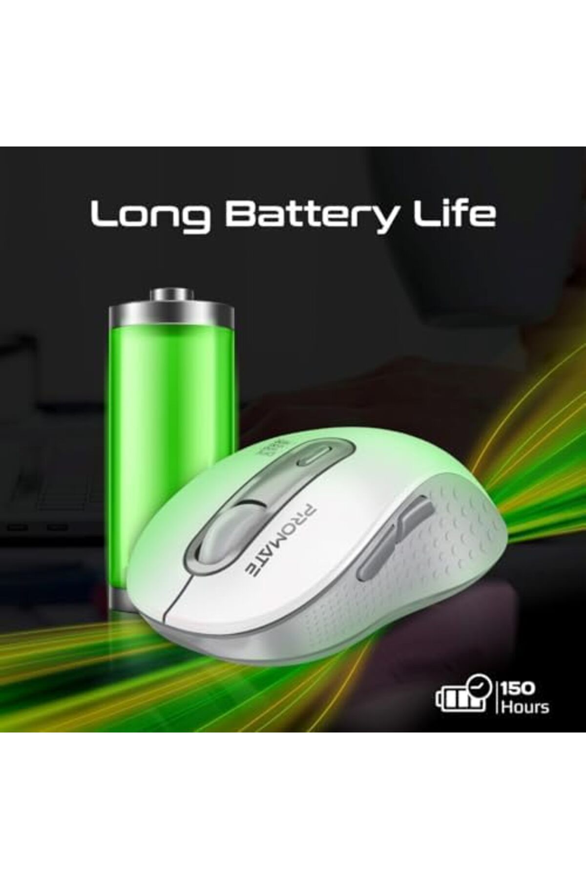 Promate-Wireless Mouse, Ergonomic Ambidextrous Wireless Mice with Dual Mode Connectivity, Bluetooth 6