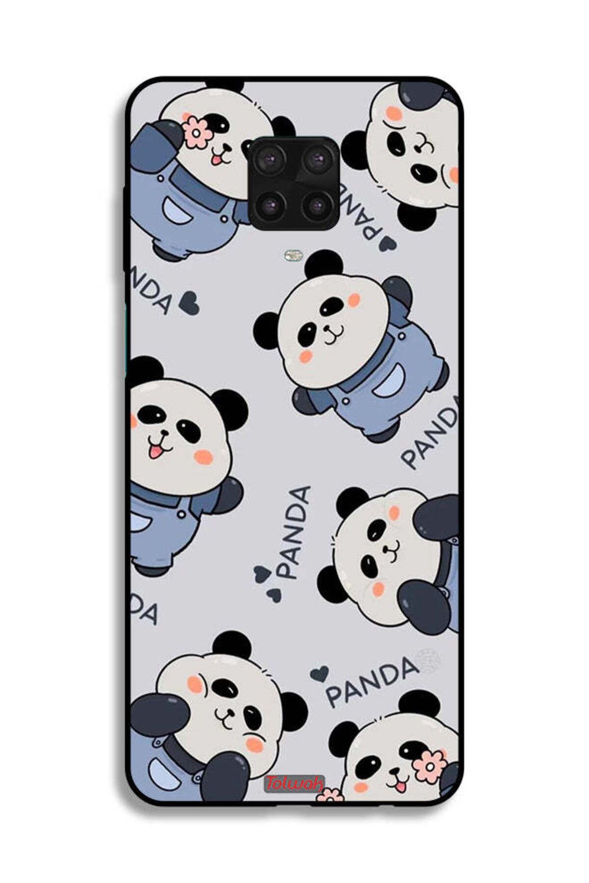Tolwak-Xiaomi Redmi Note 9 Pro Protective Case Cover Pattern Of Pandas 2