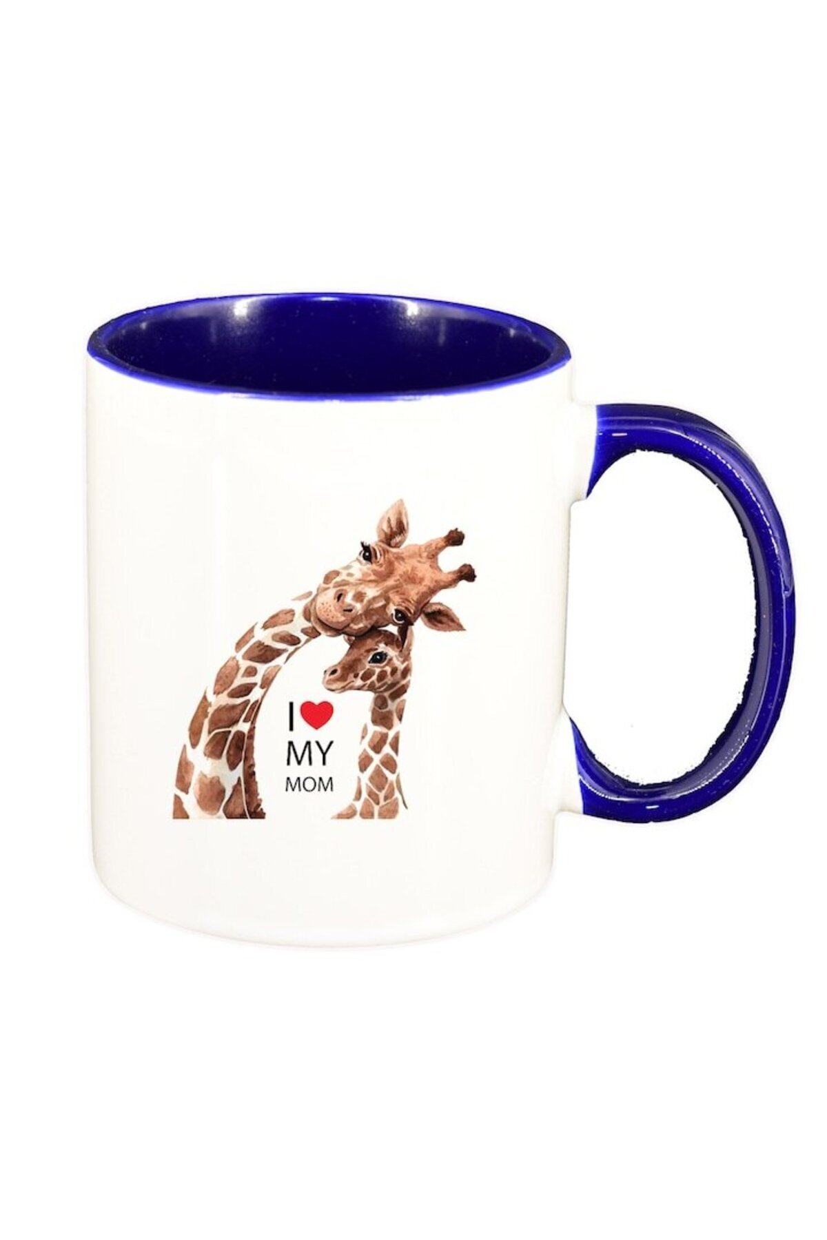 INOVATIX Cana Alba Personalizata, I Love My Mom, Interior Albastru Inchis, D1462, Inovatix . 330ml - One Size
