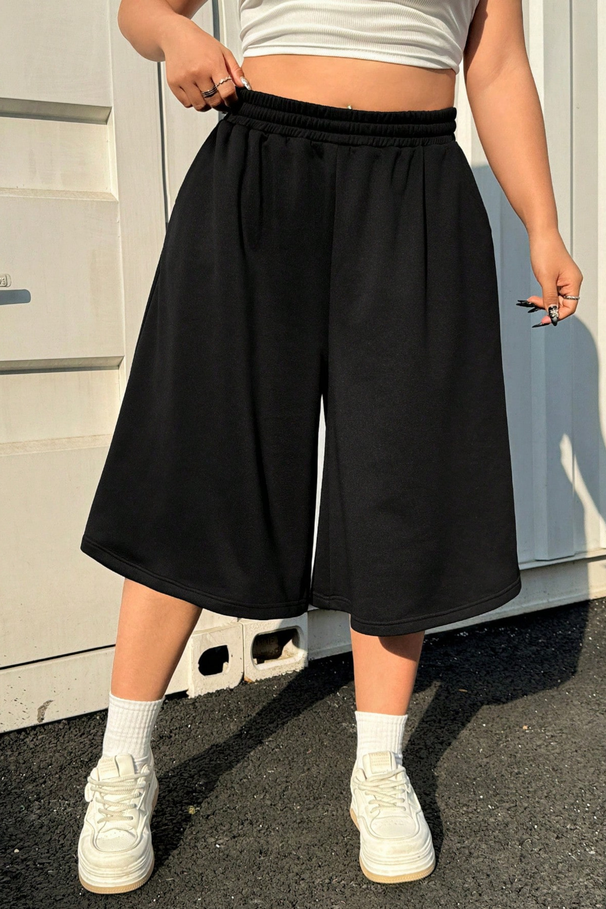 vladivosto Unisex Geniş Kalıp Baggy Oversize Şort Büyük Beden Diz Hizasında Bermuda Şort görsel 5