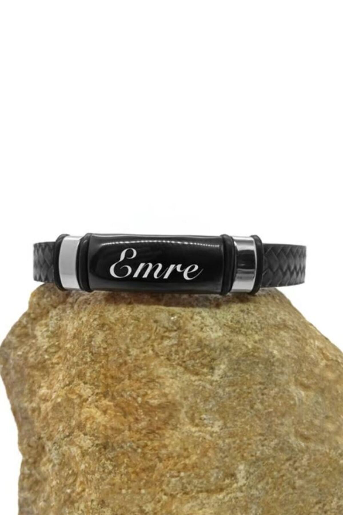 Knitted Leather with Names Black Gift for Lover, Wife,Father,Friend Steel Bracelet Dog Tag