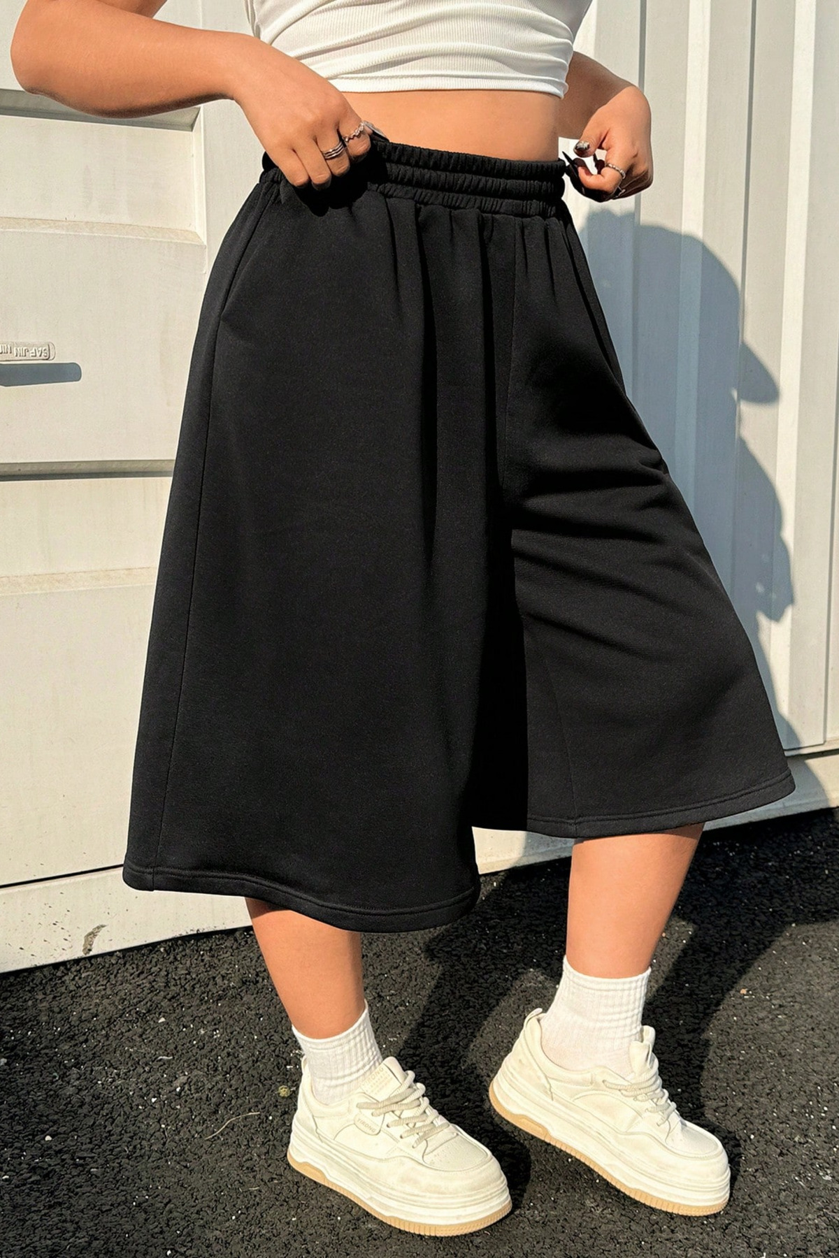 vladivosto Unisex Geniş Kalıp Baggy Oversize Şort Büyük Beden Diz Hizasında Bermuda Şort görsel 4