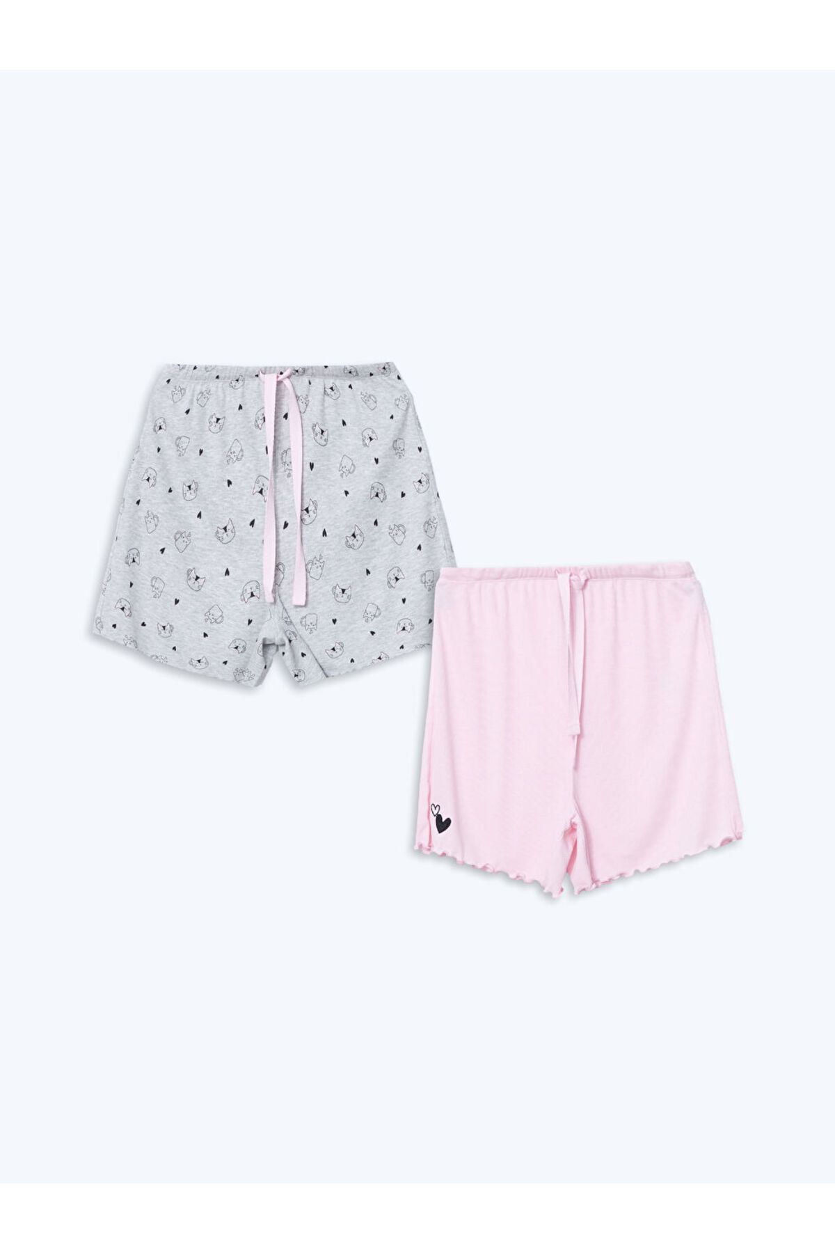 LC Waikiki-Sparkling Selections from Shining Store |   Patterned Women's Shorts with Elastic Waistband, Set of 2 1