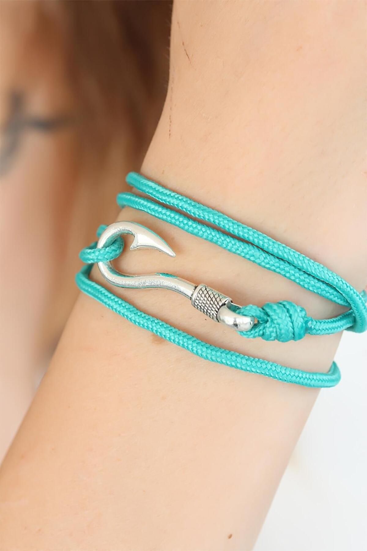 Moco-Turquoise Color Silver Metal Multiple Bracelet with Hooks 2