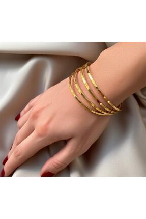 Misens Paslanmaz Çelik Ajda Bilezik 3'lü Altın Kaplama 6.5 cm