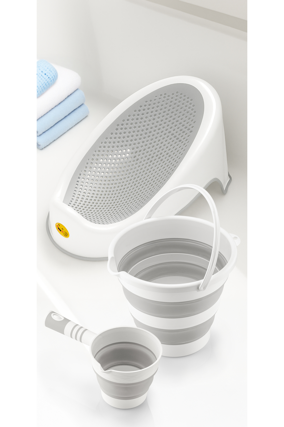Soft Baby Bathtub Set of 3 – Baby Feeding Washing Bathtub with Silicone Net Baby Bath Seat