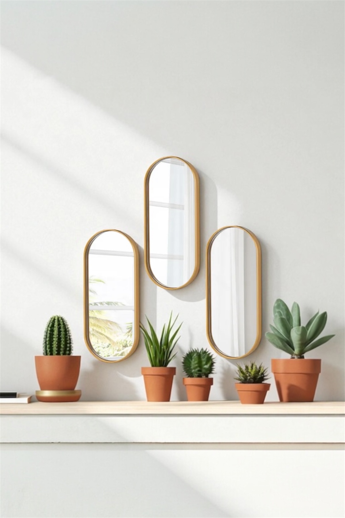 Oval Mirrored Wall Accessory Serving Coffee and Tea Multipurpose 3 Pieces