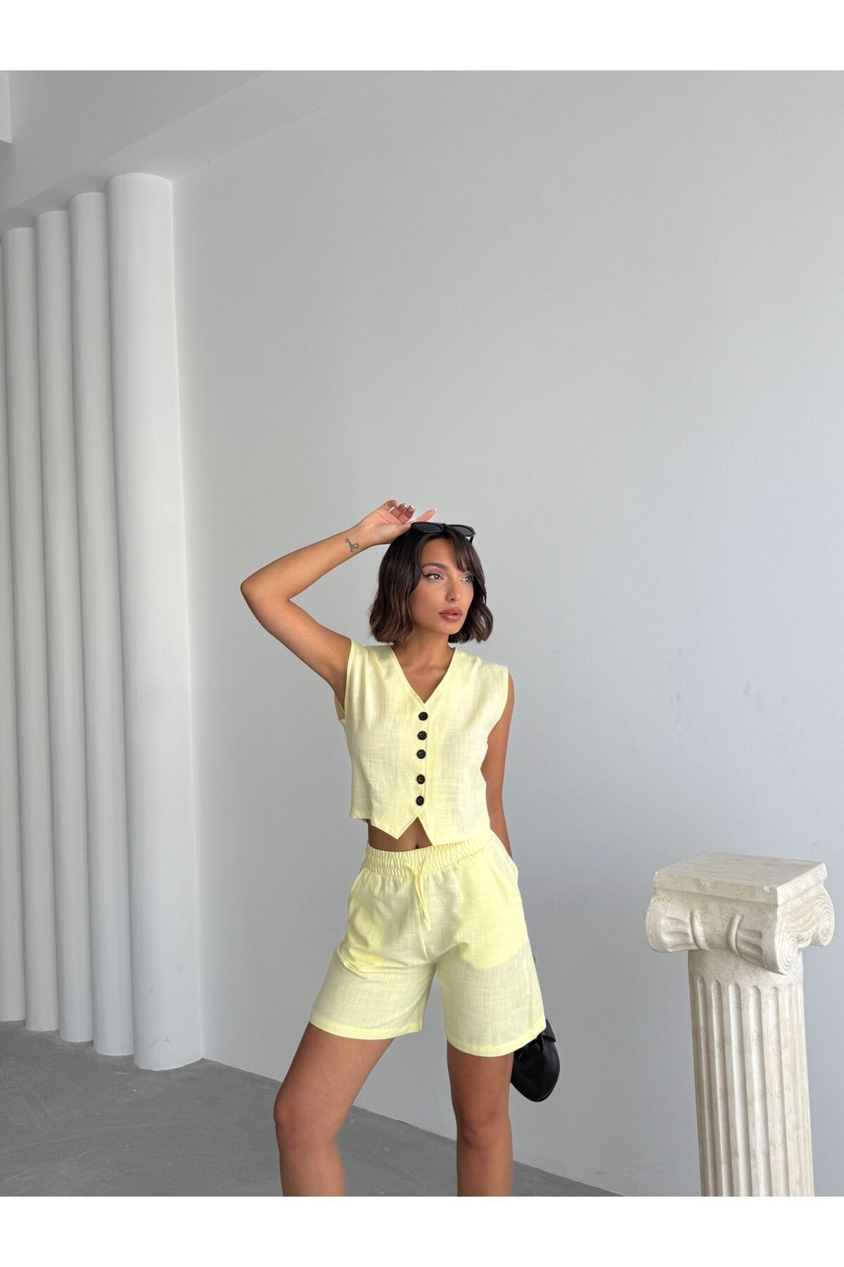 fhk atelier-Linen Shorts Vest Set 3