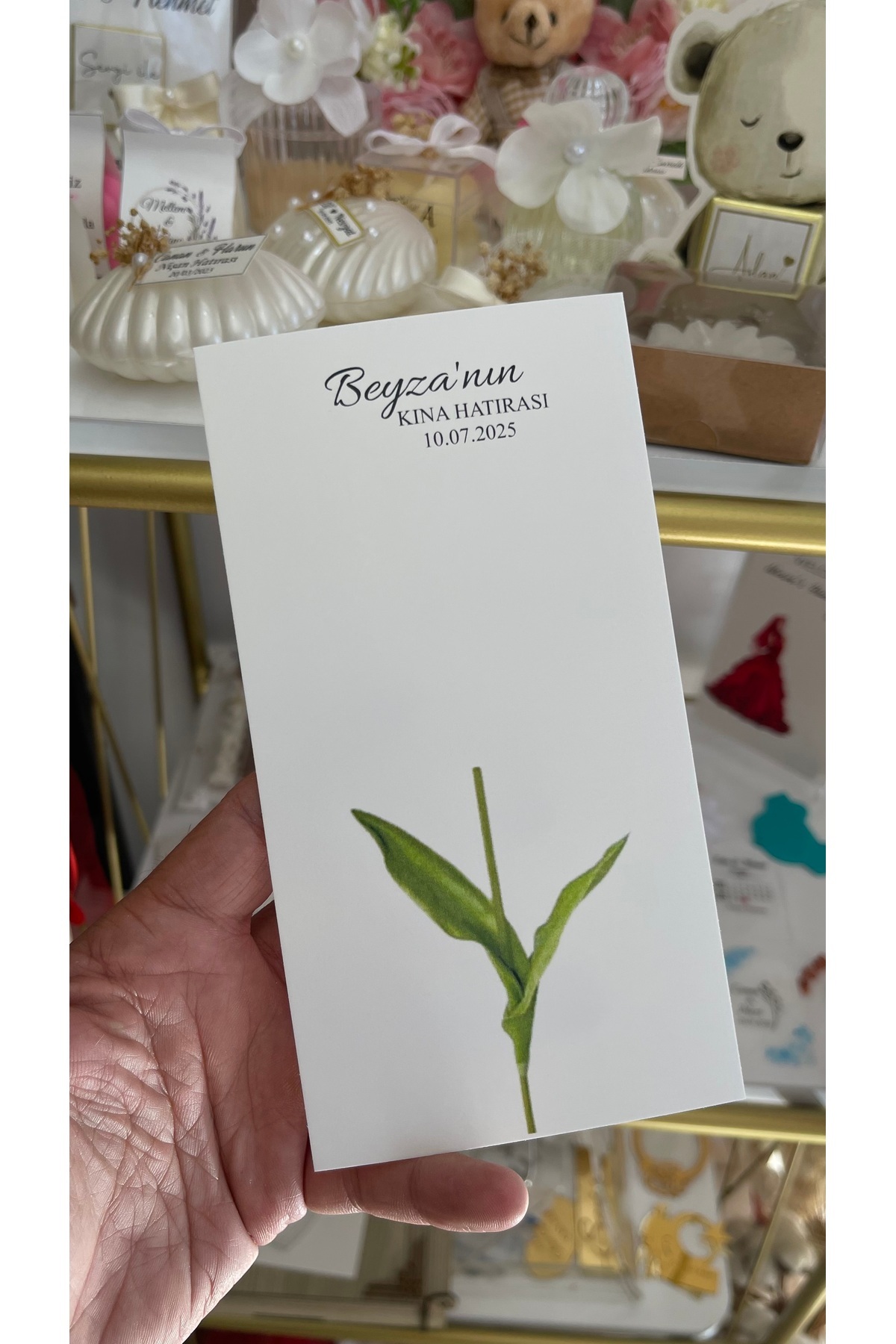 arl etiket tasarım dijital baskı merkezi Nişan,Kına Hatırası Toka Kartı 54 Adet 9x17,5 cm - Arletikettasarım