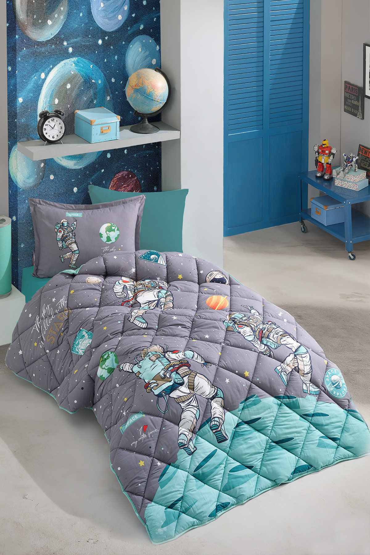 Clasy-Ranforce 100% Cotton Single Sleeping Set Space 1