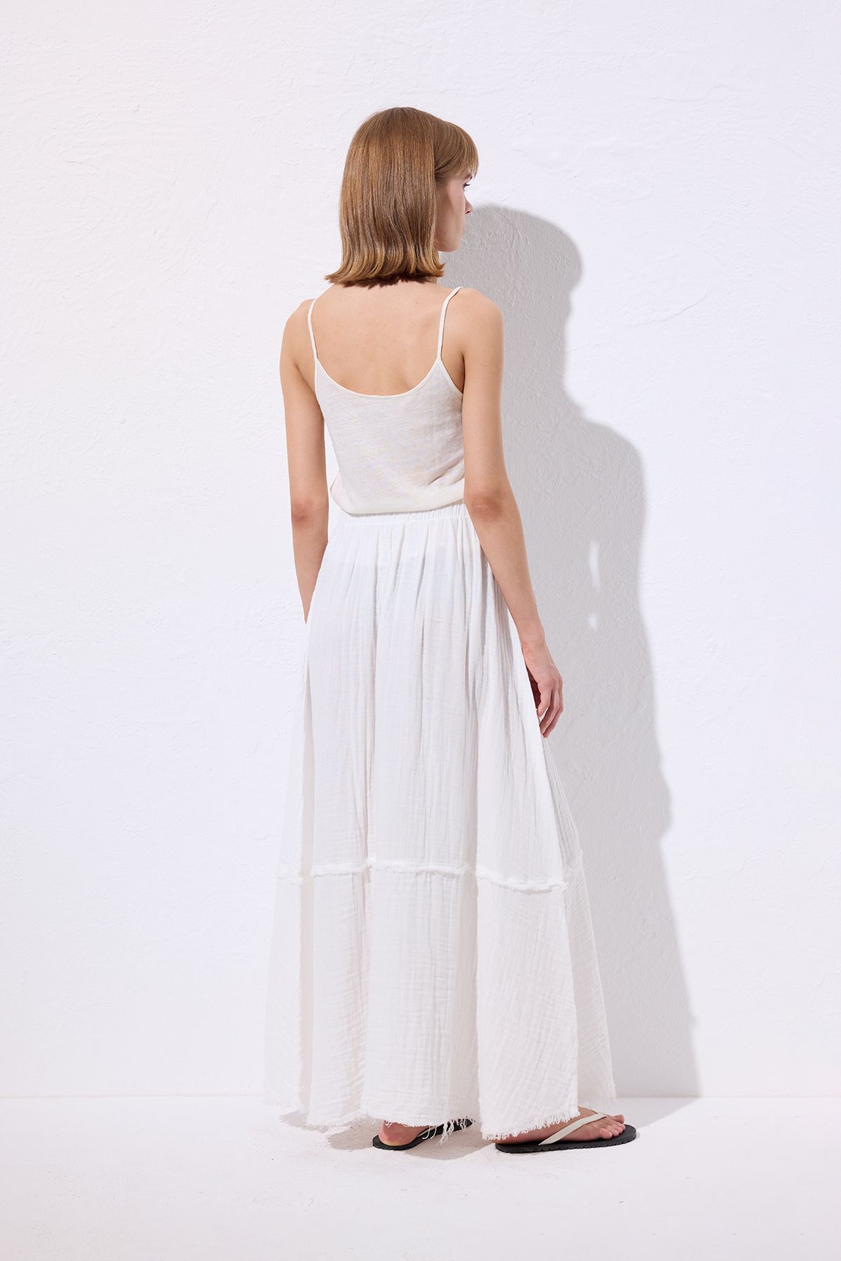 Manuka-Muslin Fold Wide Skirt Ecru 6