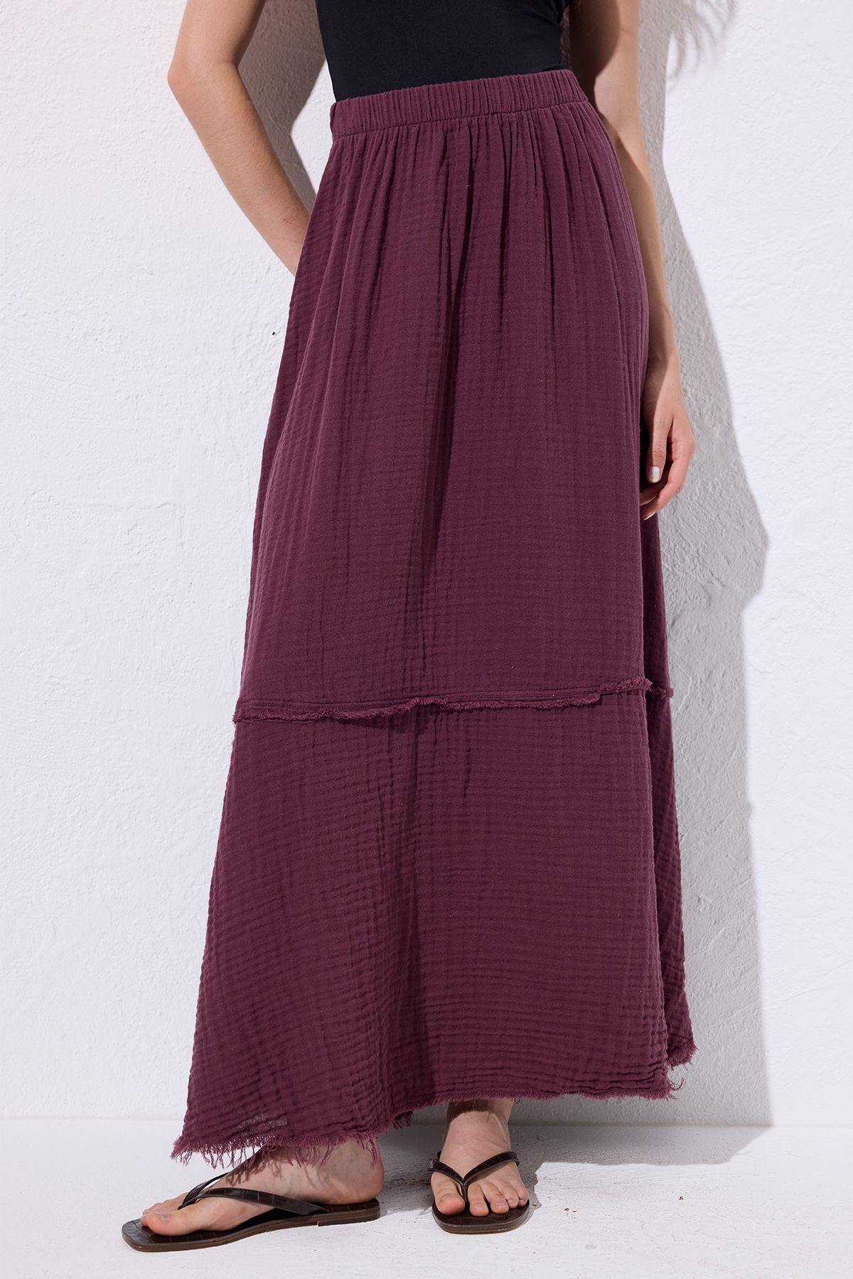 Manuka-Muslin Fold Wide Skirt Murdum 4