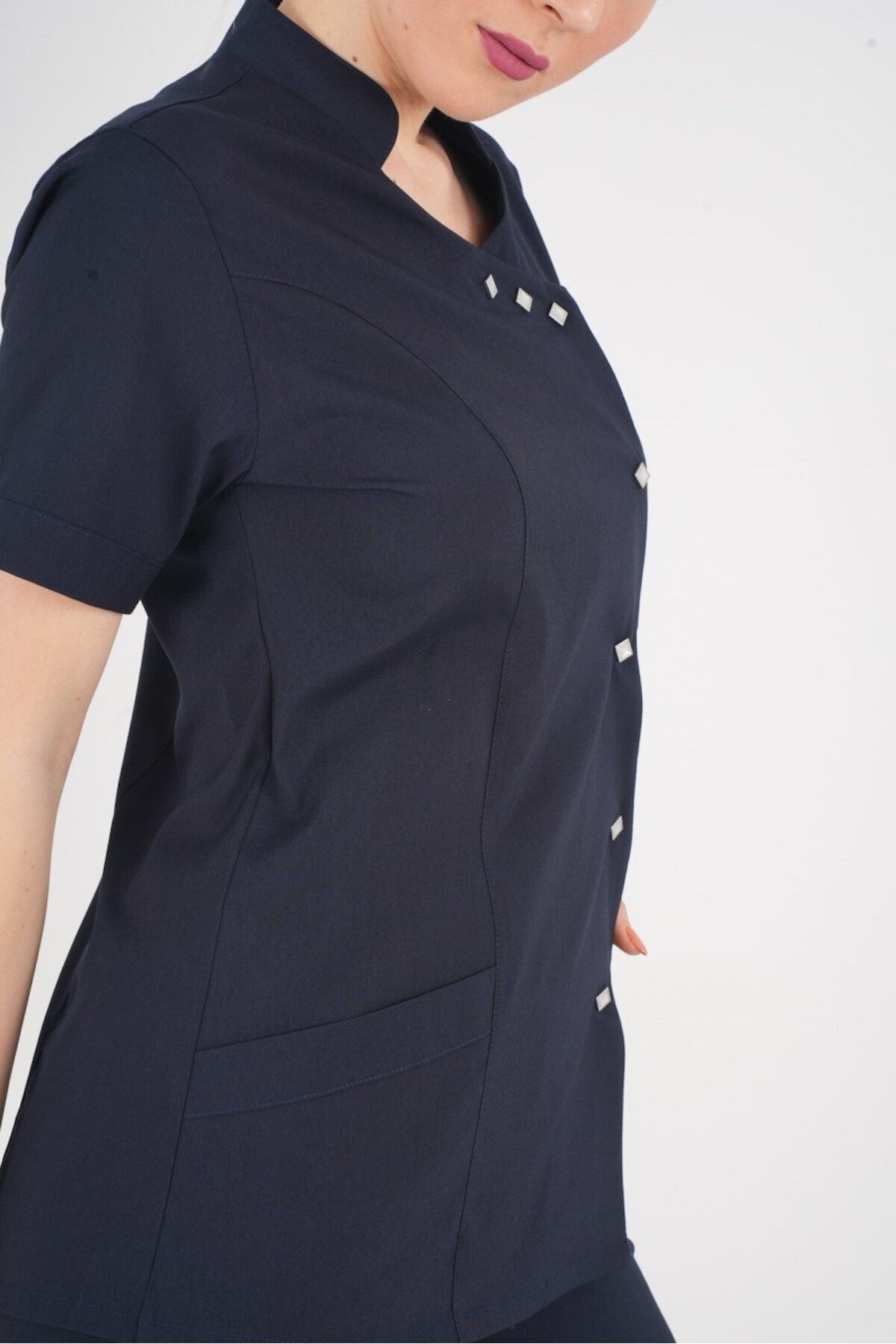 Nur Medikal Giyim-Aylu Model Soft Lycra Bleumarin Doctor Asistentă Spital Scrubs Uniforme Echipa 7