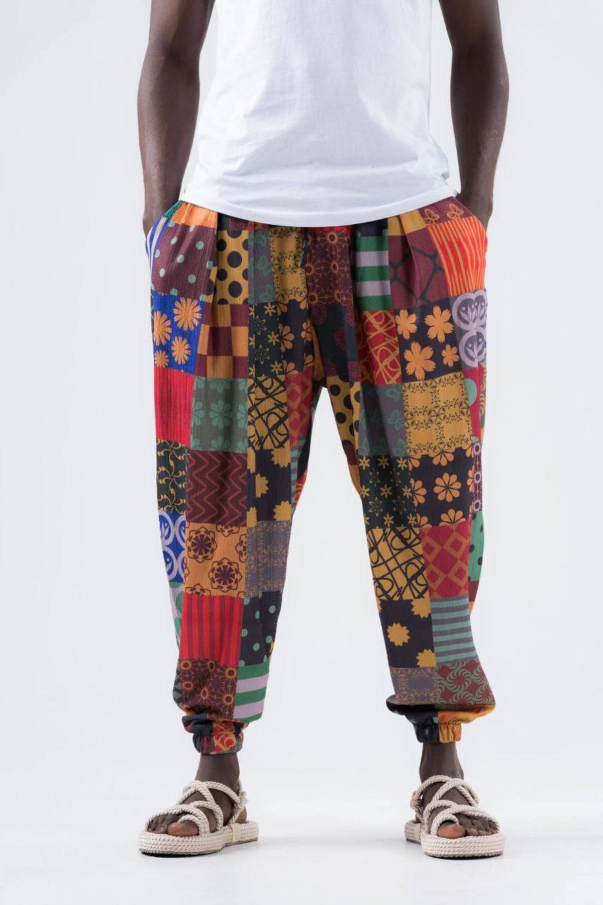 SUPERBLUE-Men's Patterned Colorful Baggy Jogger Baggy Trousers 2