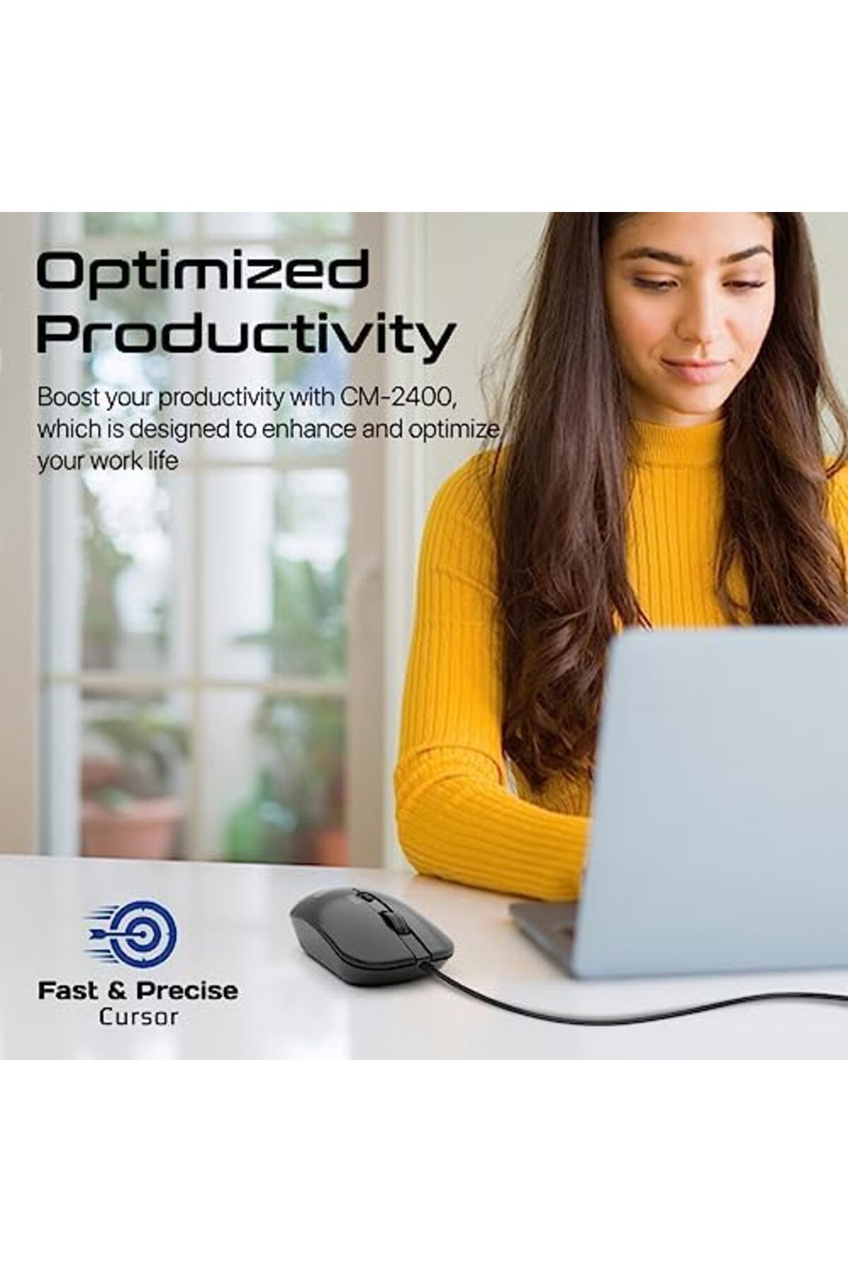 Promate-Wired Mouse with 6 million Keystrokes, Adjustable 2400DPI, 4 Programmable Buttons, 1.5m Cord 2