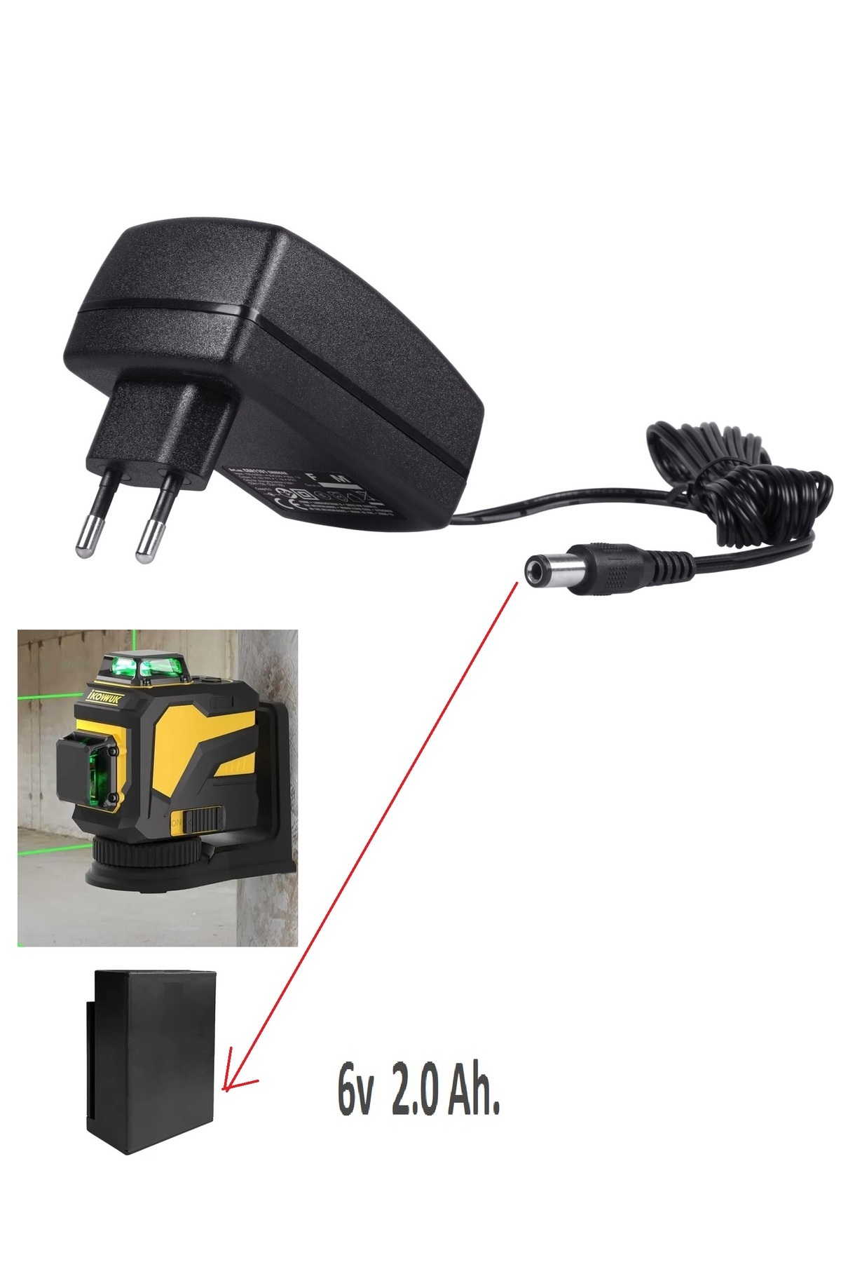 Depolife Lazer Seviye Belirleyici cihaz için Yedek Şarj Adaptörü