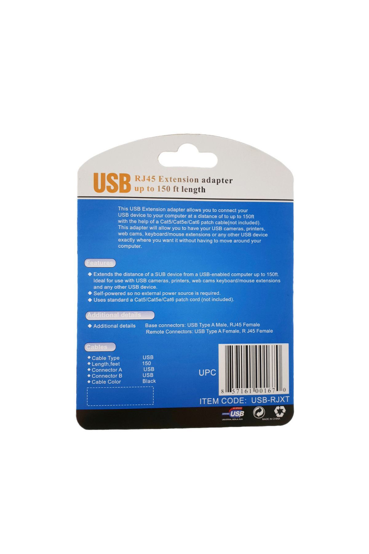 OEM-USB extension cable -RJXT male - female, USB cable extension with RJ45 Cat5 and Cat6 4