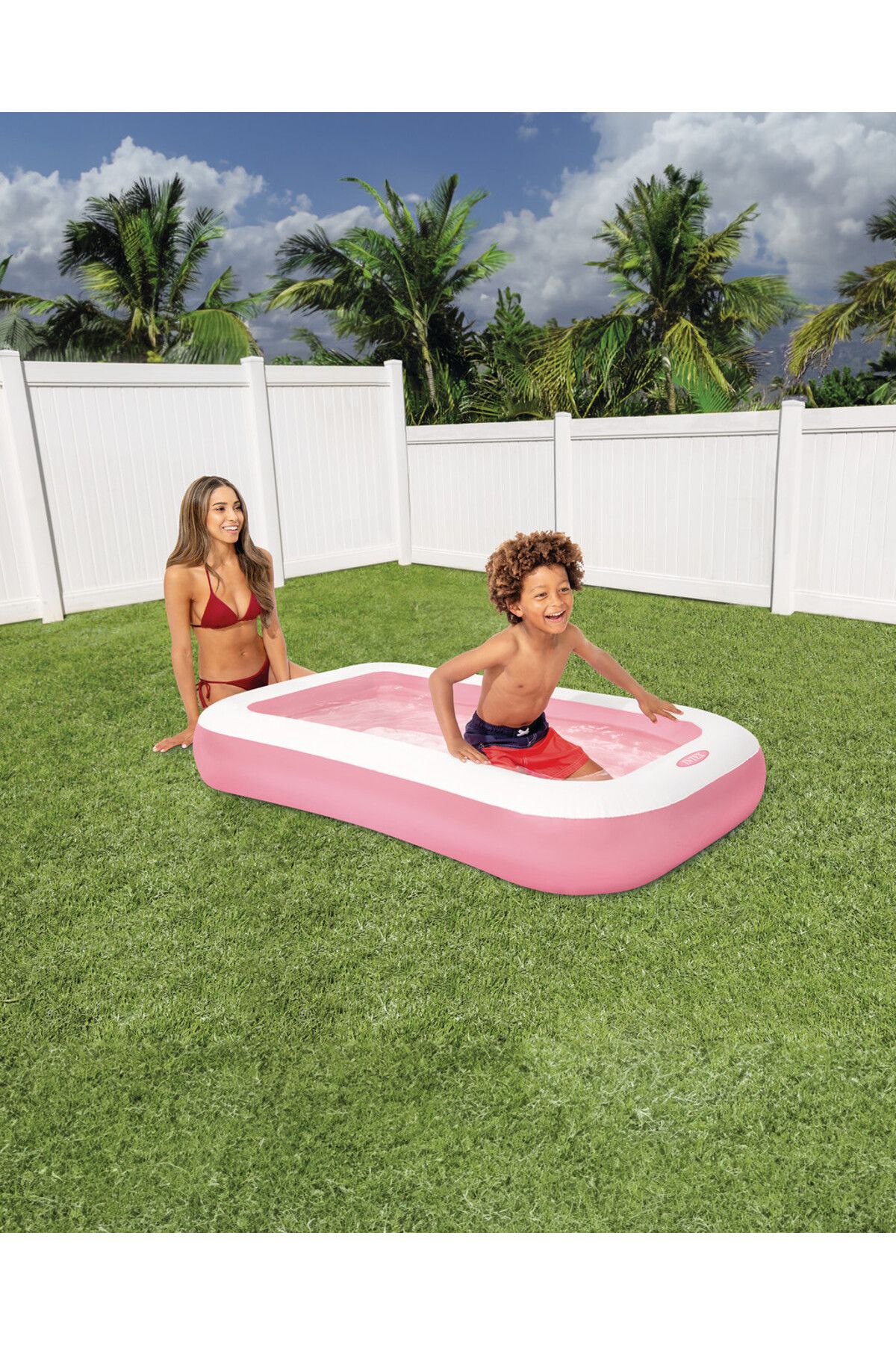 Intex-Pink Rectangular Inflatable Kiddie Pool 1.66m x 1.00m x 25cm 1