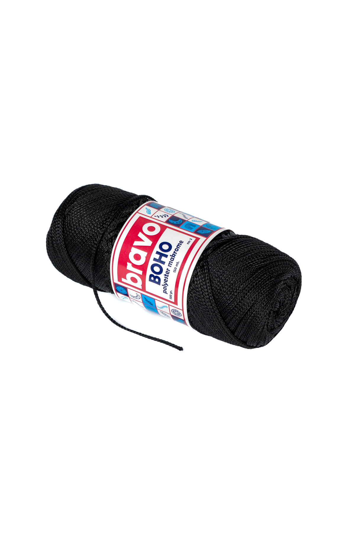 Boho Polyester Macrame Yarn 1.5 Mm 100 Gr 150 Meters No: 3 mm (Color Code: 270 )Black