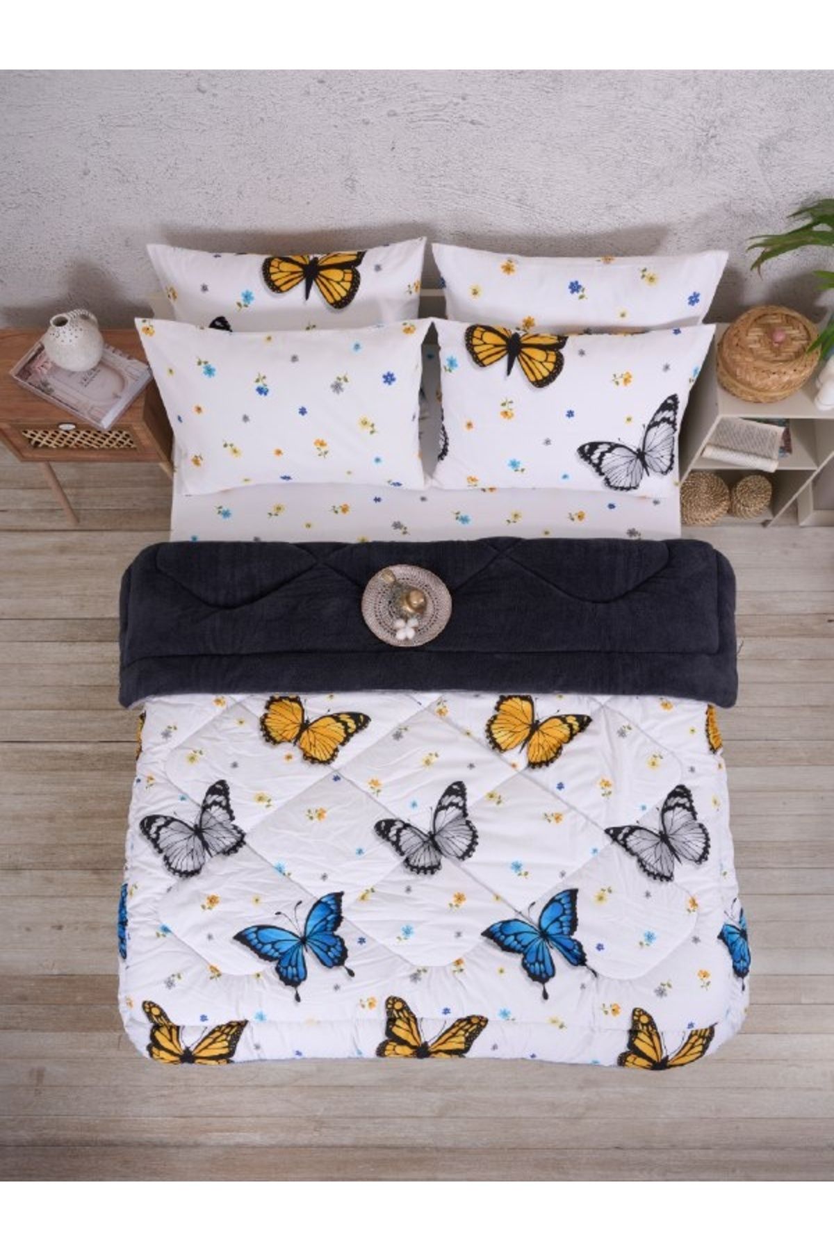 Sudemhome-Double Welsoft Sleeping Set Double Sided Wellsoft Fluffy Fleece Quilt and Battal Fitted Sheet 4